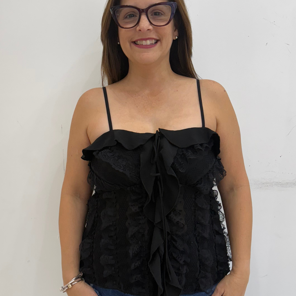 Ruffled Lace Sleeveless Top