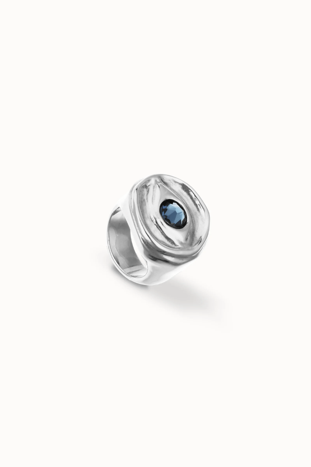 UNOde50 Ring Eye-shaped ring with faceted blue crystal