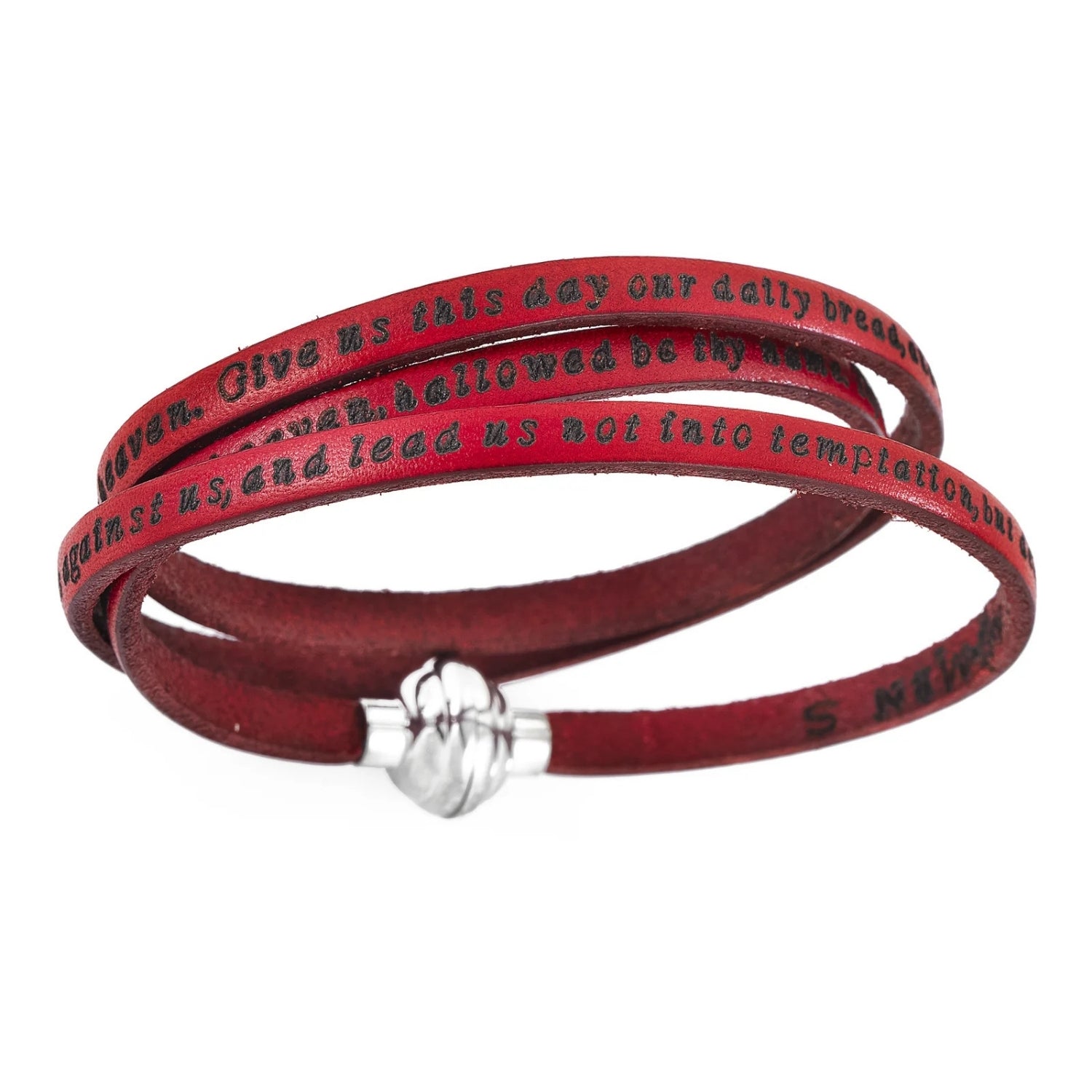 PNEN08-57 Leather Bracelet Lord's Prayer in English - Red