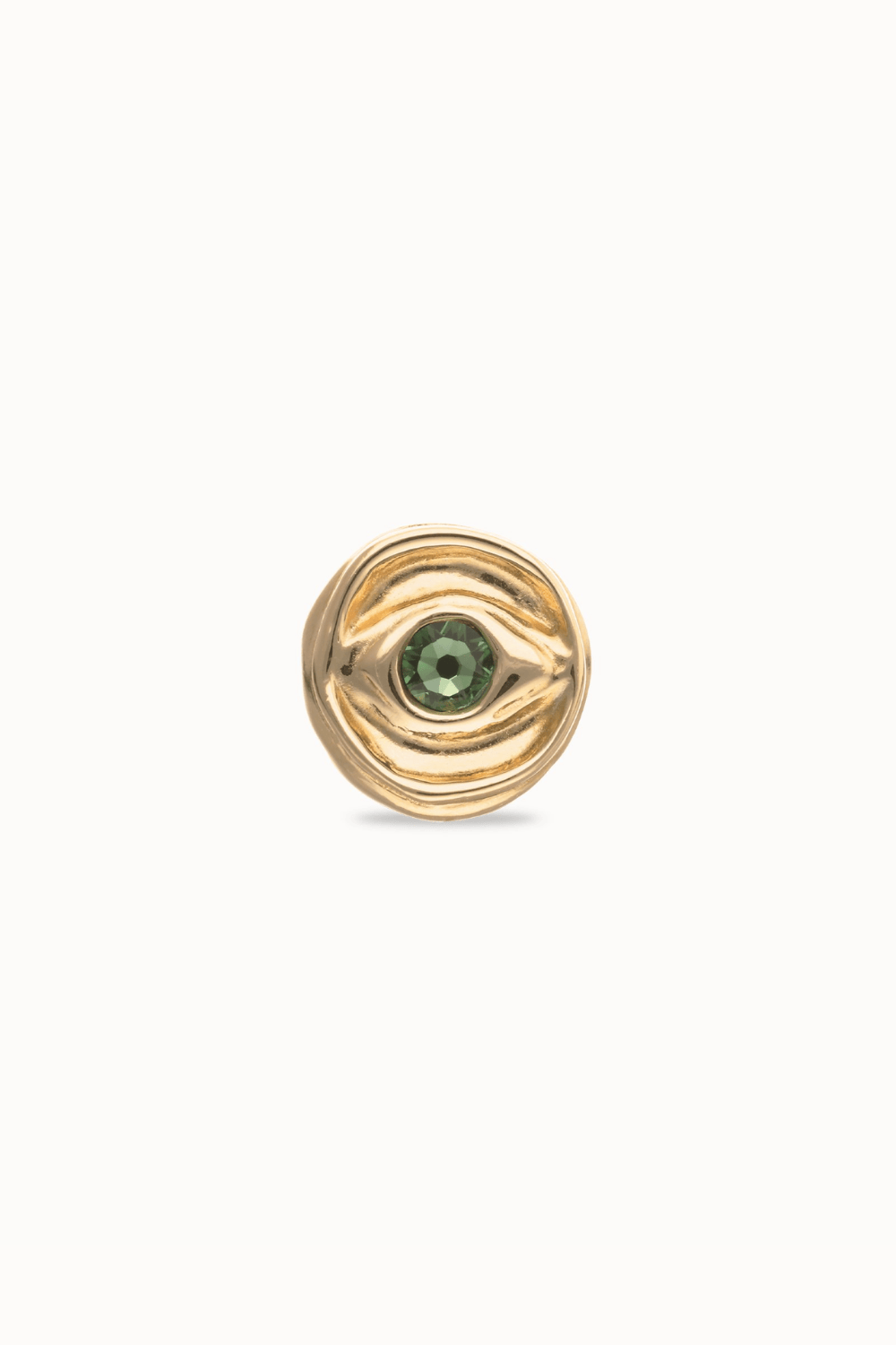 UNOde50 Ring Eye-shaped signet ring with faceted green crystal
