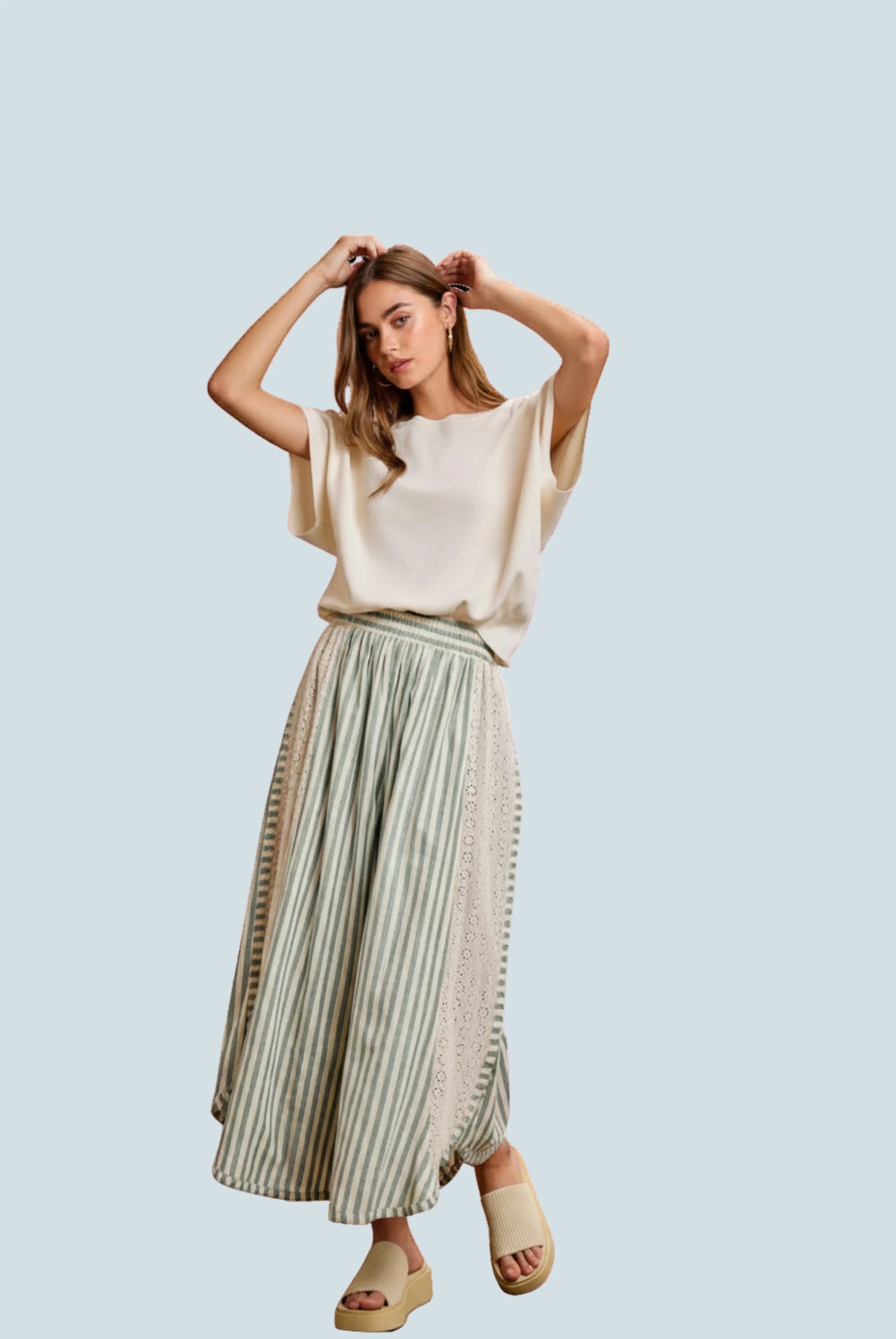 eBoutike Bottom Stripes Wide Leg Pants