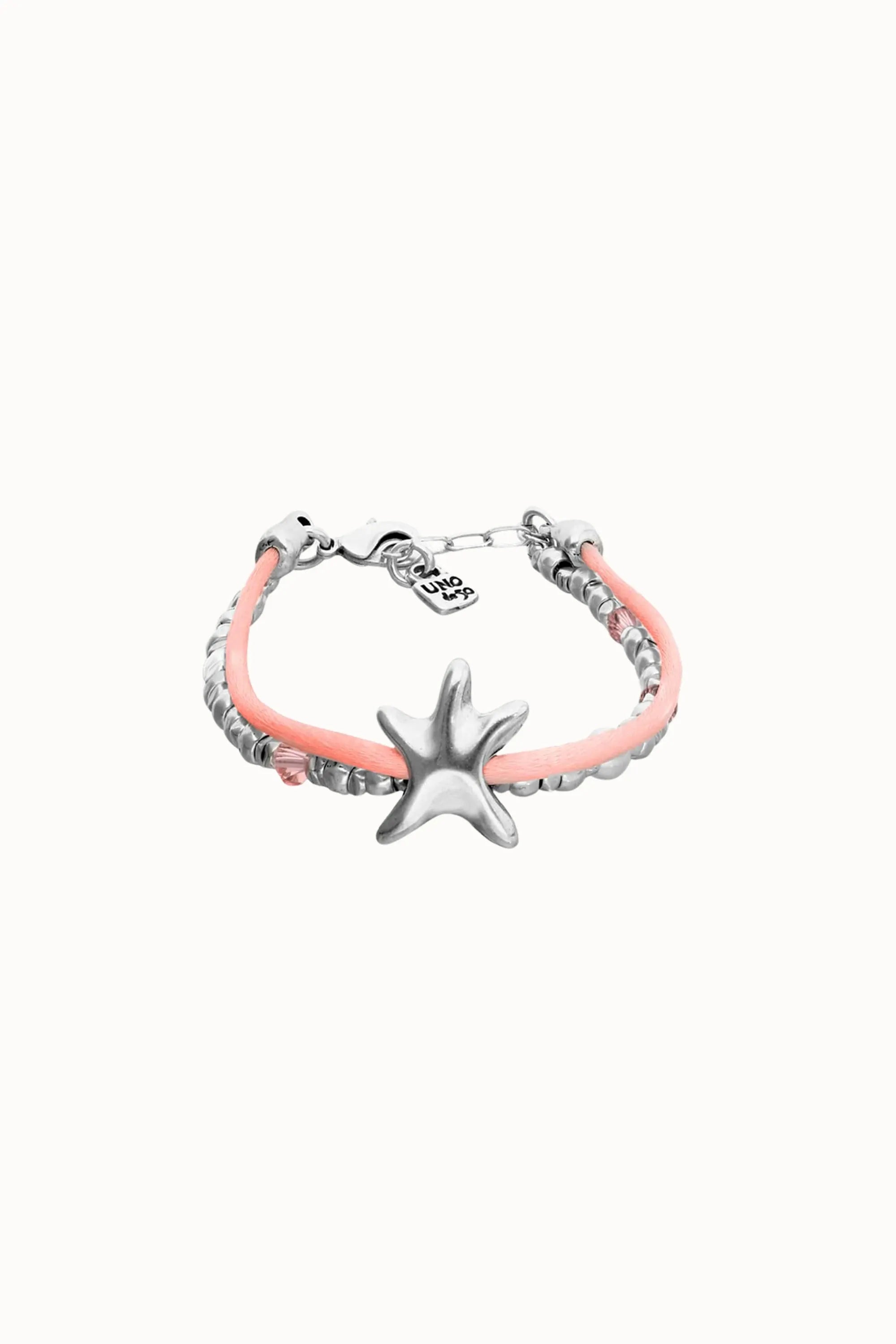UNOde50 Bracelet Sisterstar Blue silk thread and metal bracelet with starfish