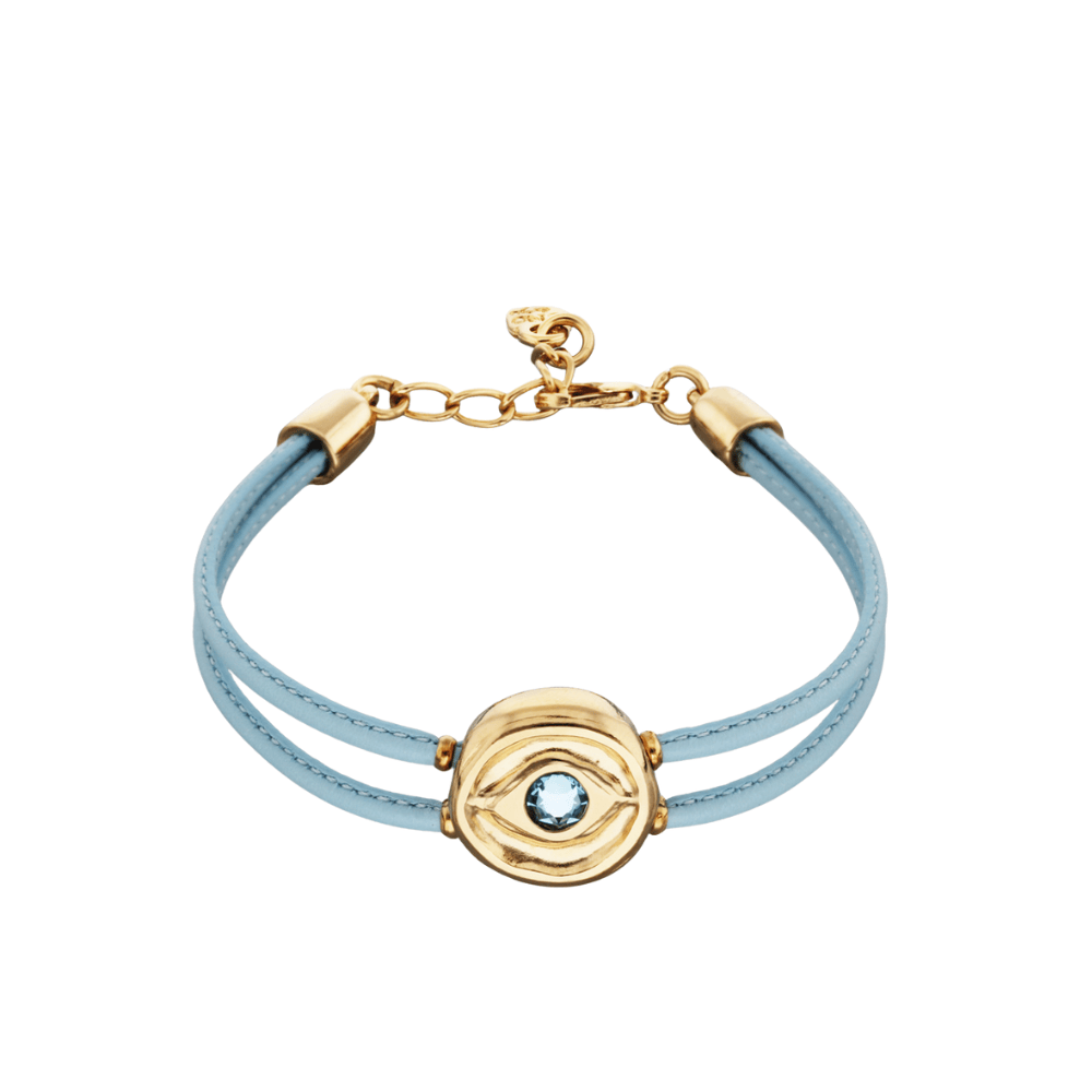 UNOde50 Bracelet Double leather birthstone bracelet with eye