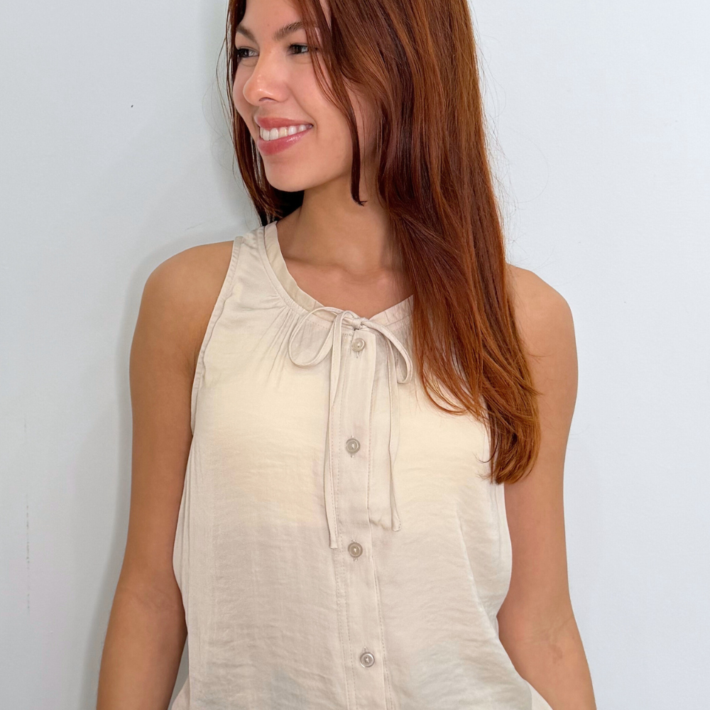 Relaxed Button-front Tank Top