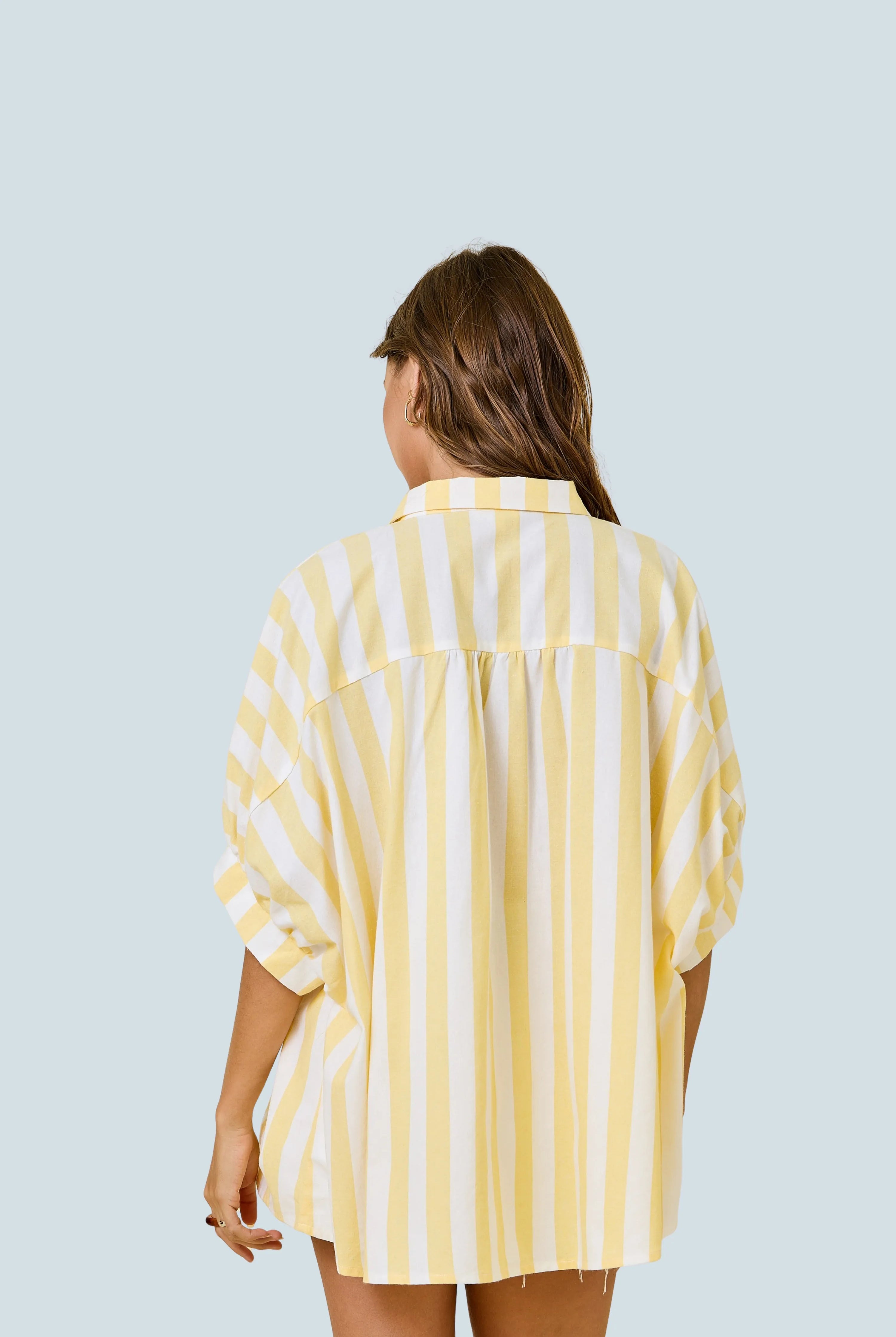 eBoutike Top Stripe Button Down Oversized Shirt