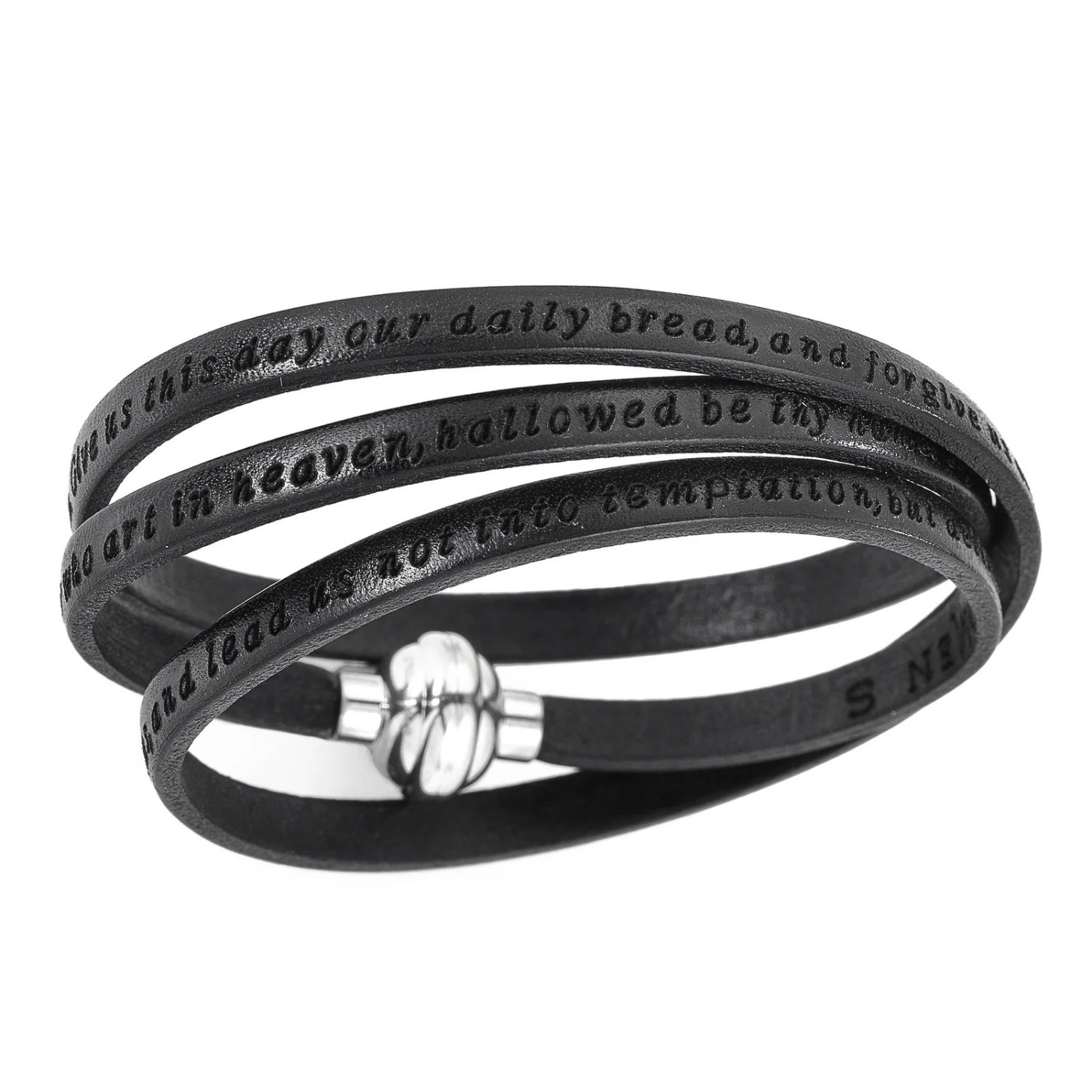 PNEN02-54 Leather Bracelet Lord's Prayer in English - Black