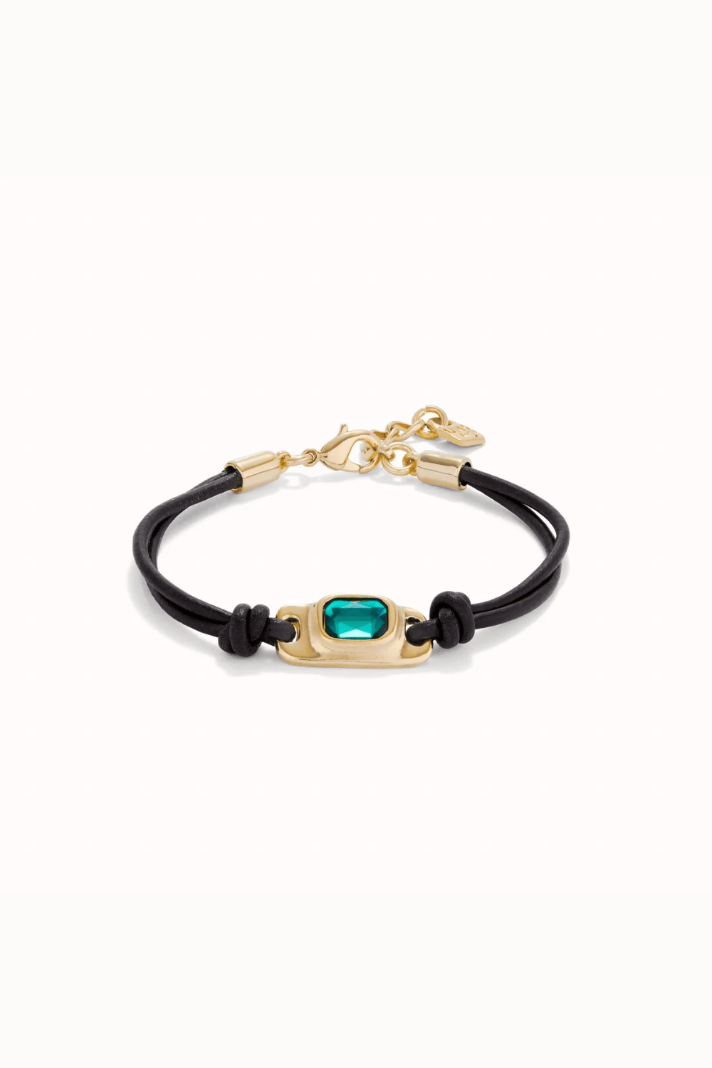UNOde50 Bracelet Leather bracelet with a 18k gold-plated green crystal