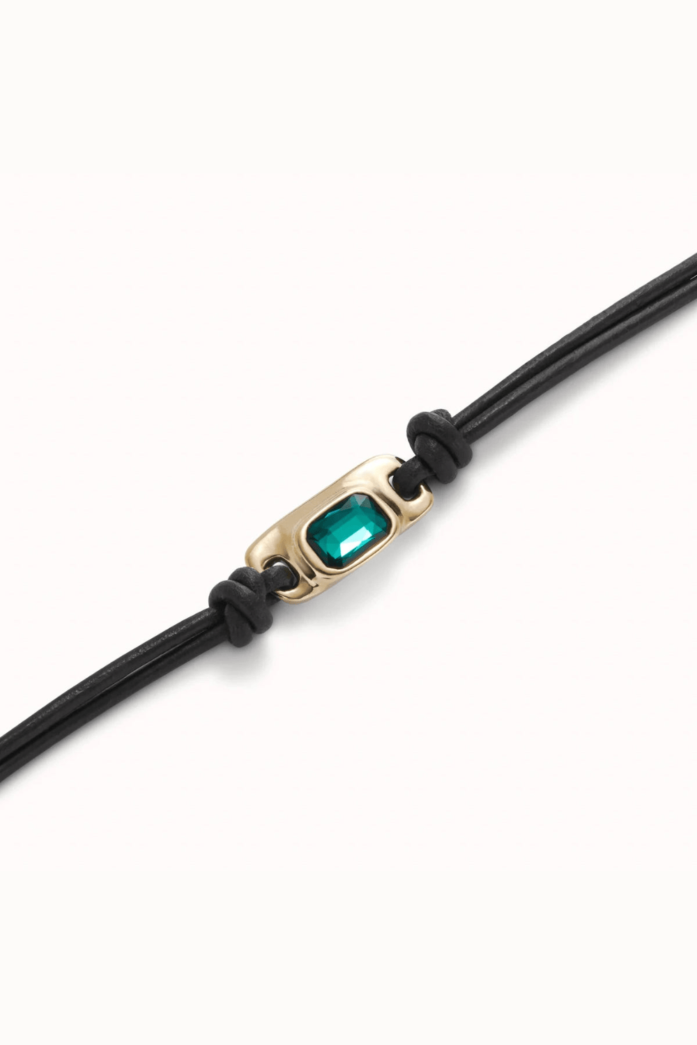 UNOde50 Bracelet Leather bracelet with a 18k gold-plated green crystal