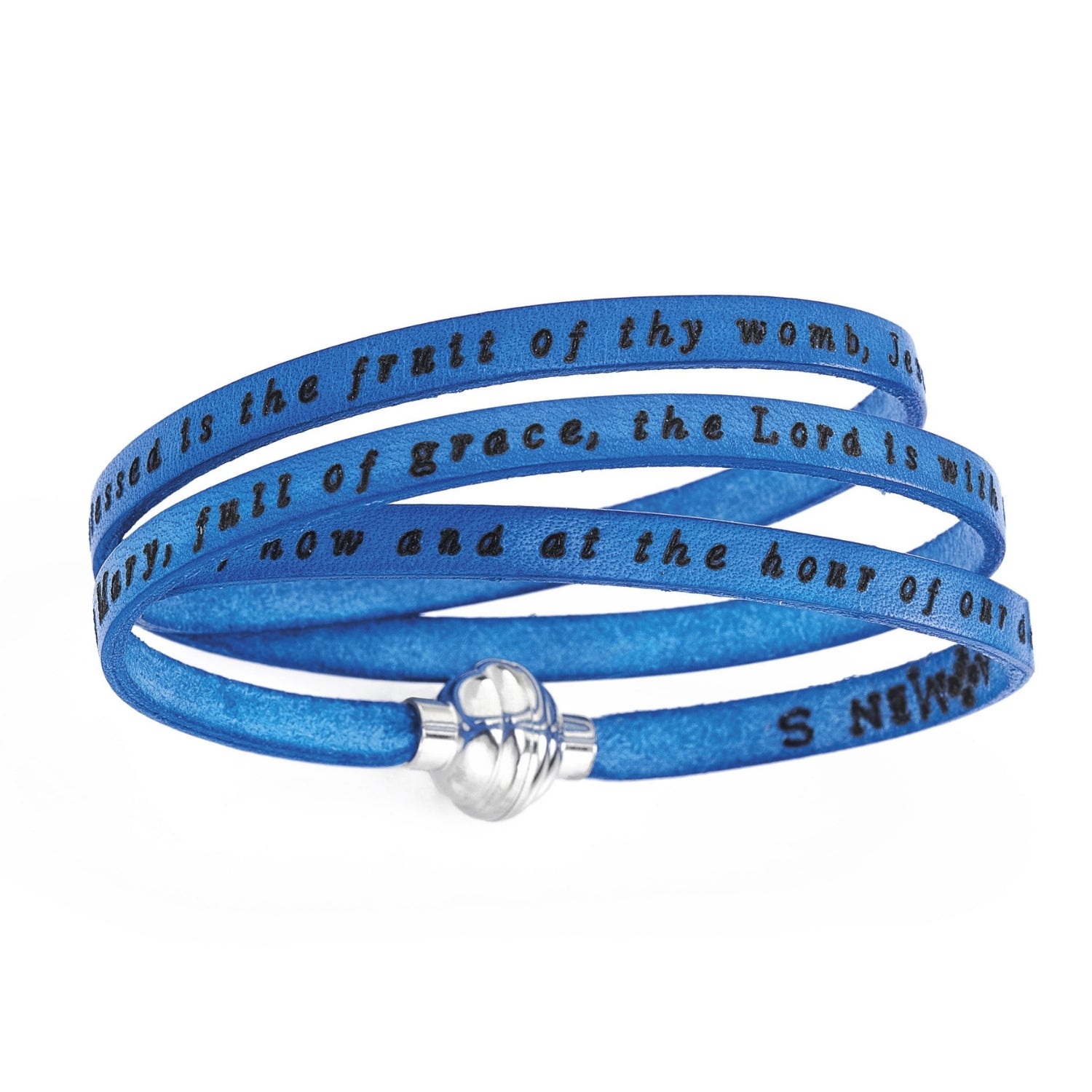 PNEN06-57 Leather Bracelet Lord's Prayer in English - Blue
