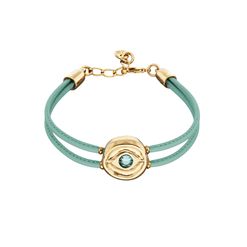 UNOde50 Bracelet Double leather birthstone bracelet with eye