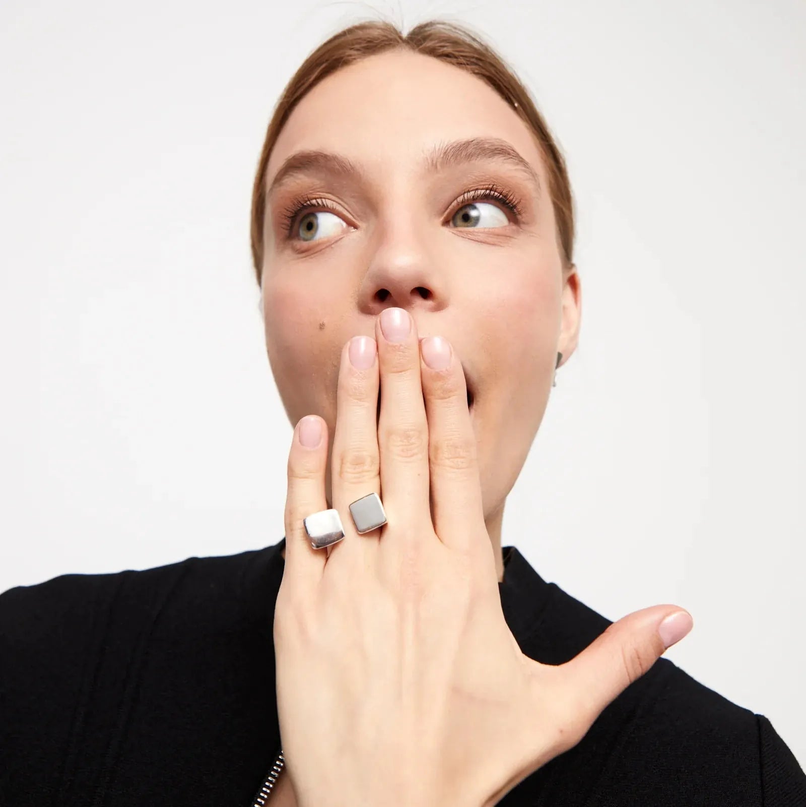 UNOde50 Ring Sterling silver-plated ring smooth finish and square shape