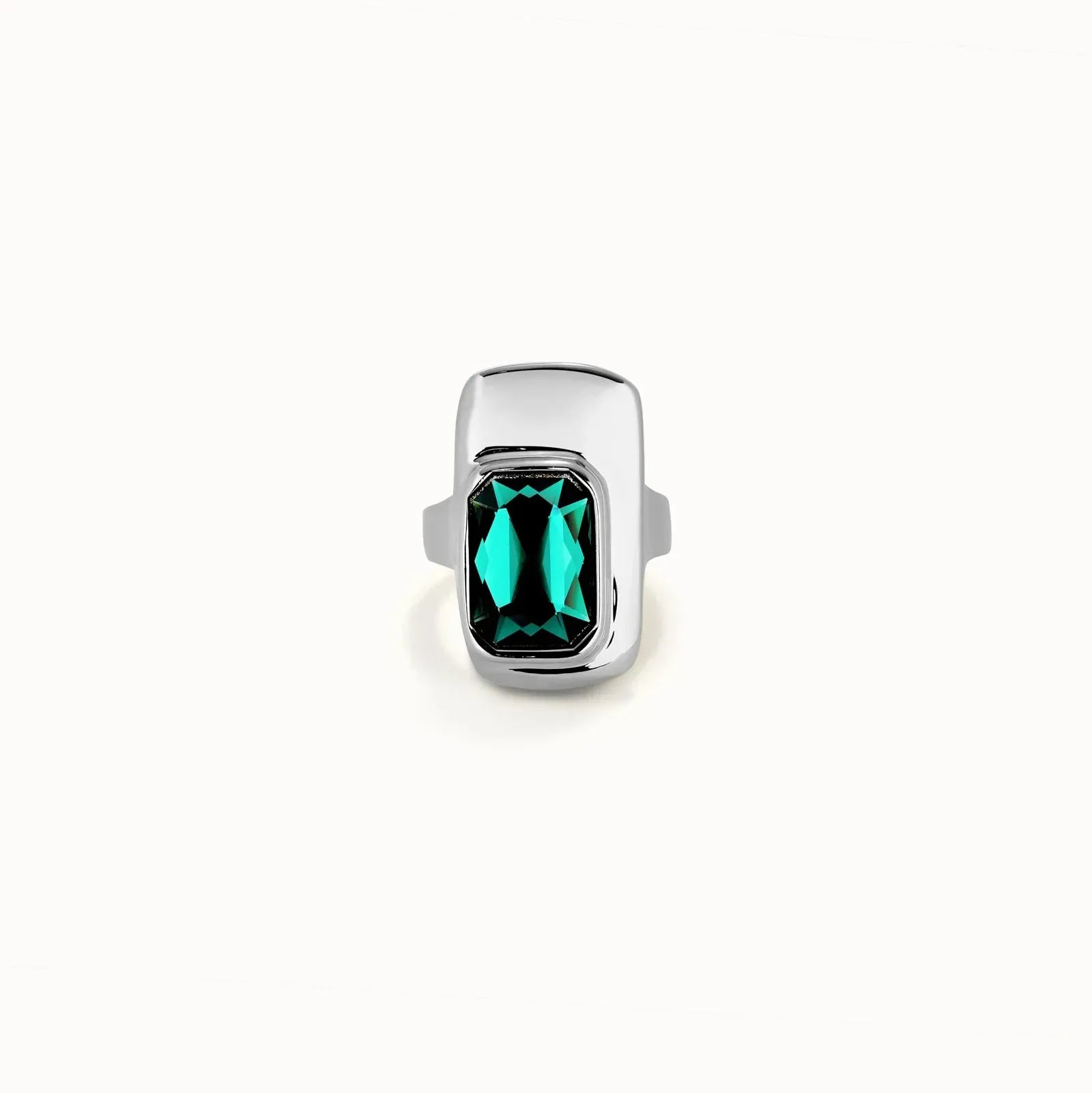 UNOde50 Ring Sterling silver-plated ring with green crysta