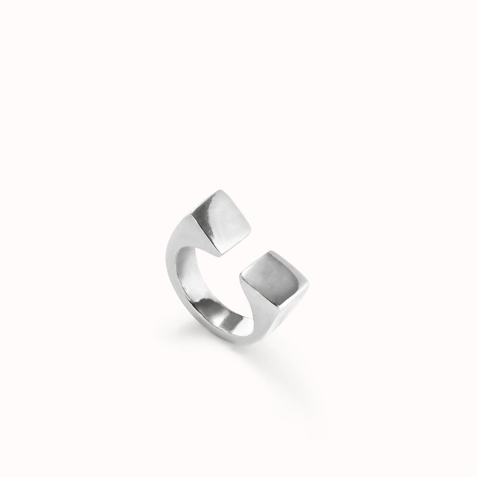 UNOde50 Ring Sterling silver-plated ring smooth finish and square shape