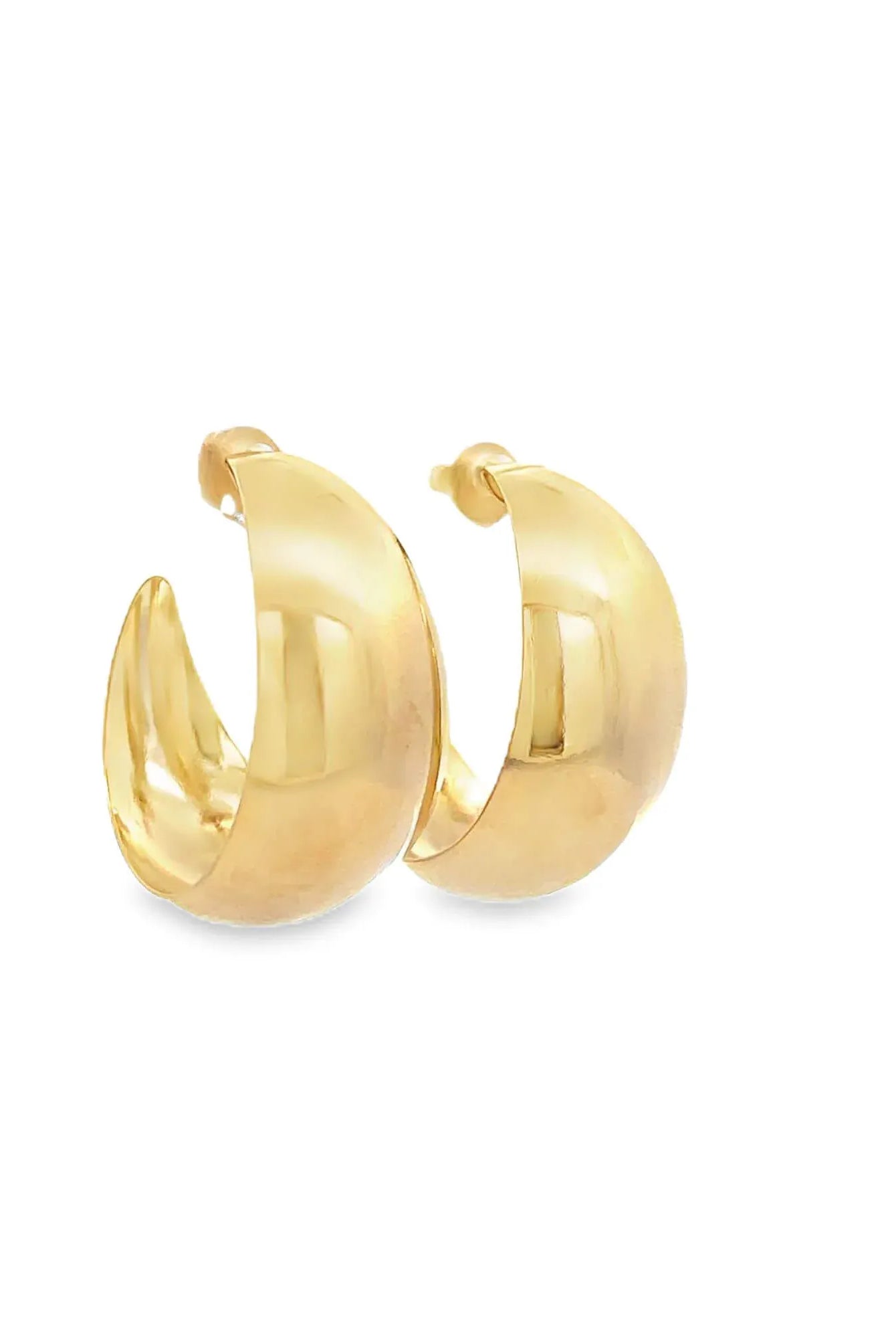 eBoutike Earring Thin Concave Crescent Moon Wide Hoops