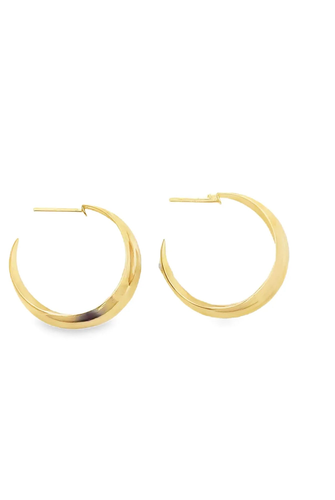 eBoutike Earring Thin Concave Crescent Moon Wide Hoops