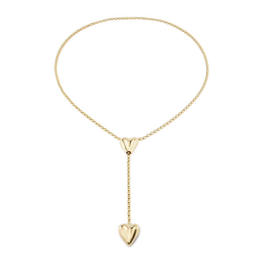 UNOde50 Necklace Silver-plated chain with two hearts, one adjustable in the center