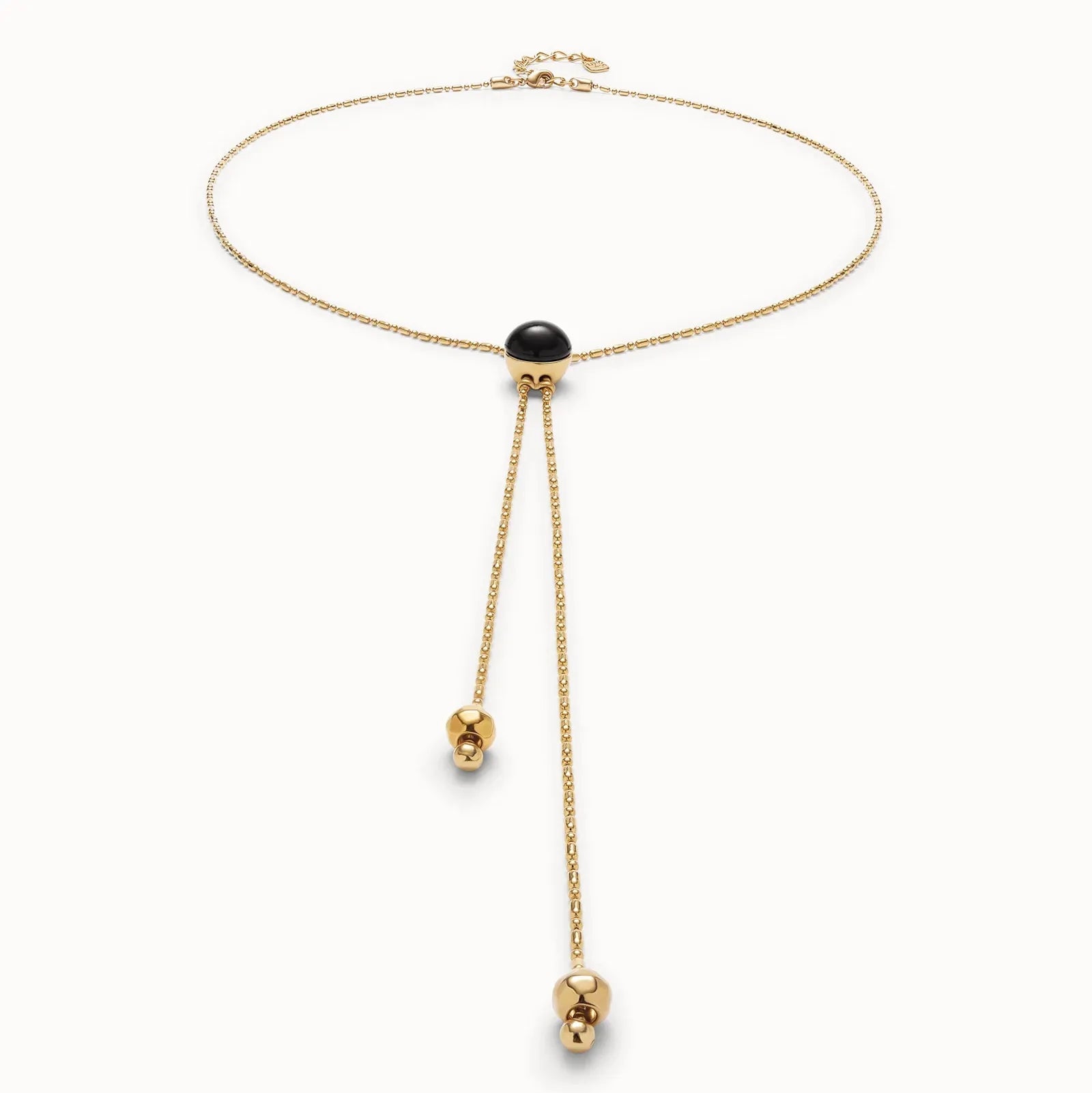 UNOde50 Necklace 18k gold-plated long pendant and central black murano glass