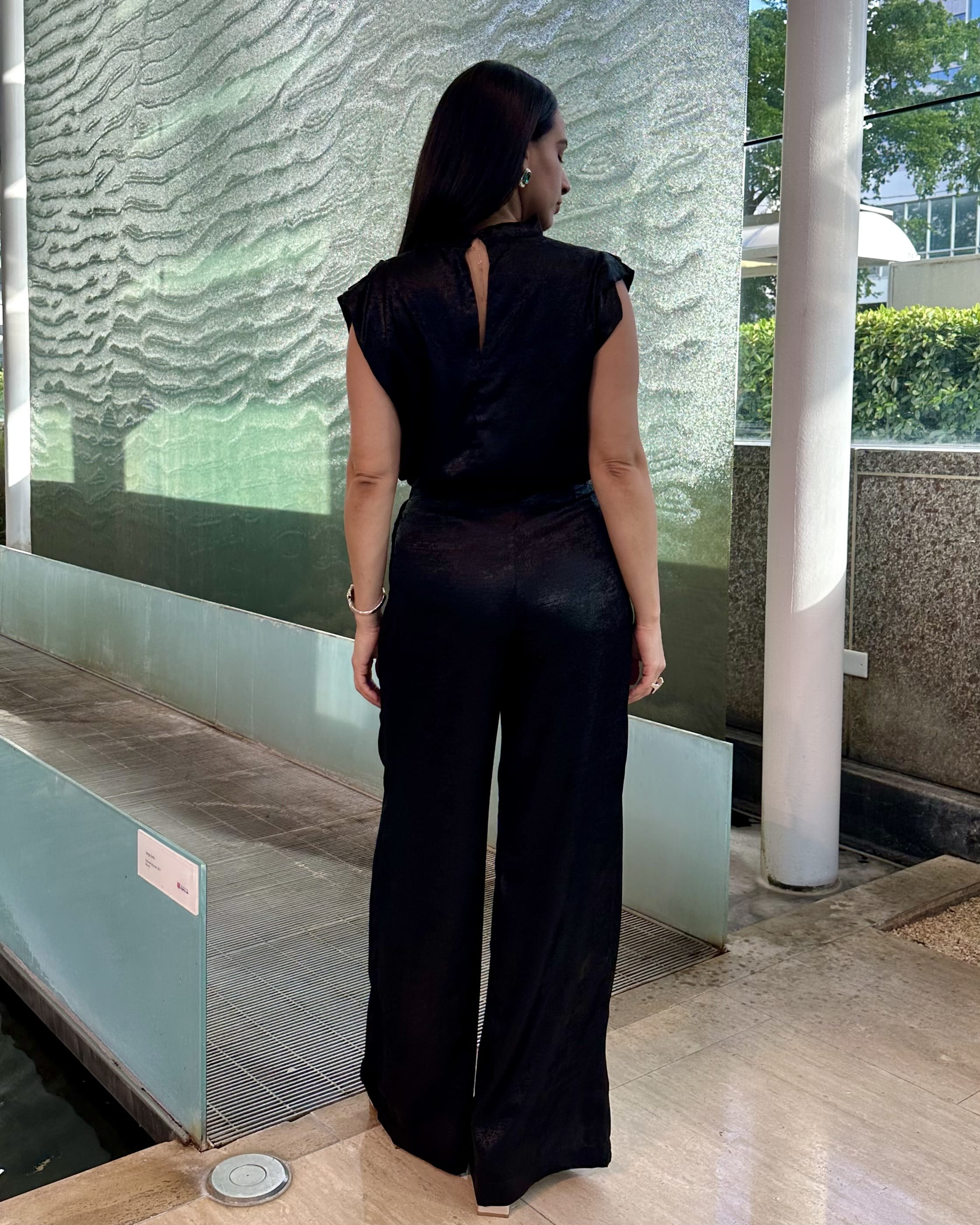 eBoutike Bottom Black Wide Leg Pleats Pants