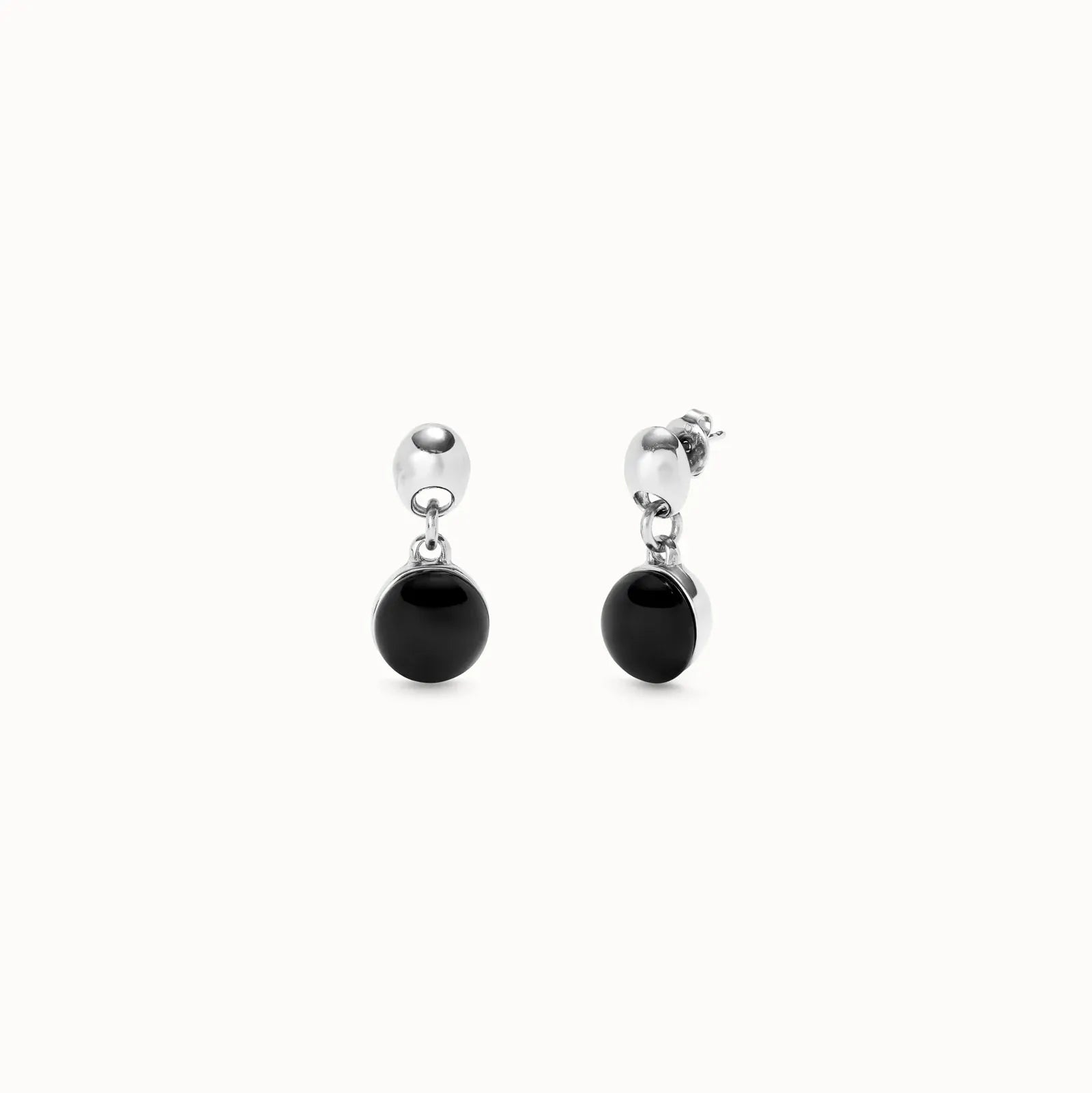 UNOde50 Earring Sterling silver-plated earrings with two beads and black murano glass