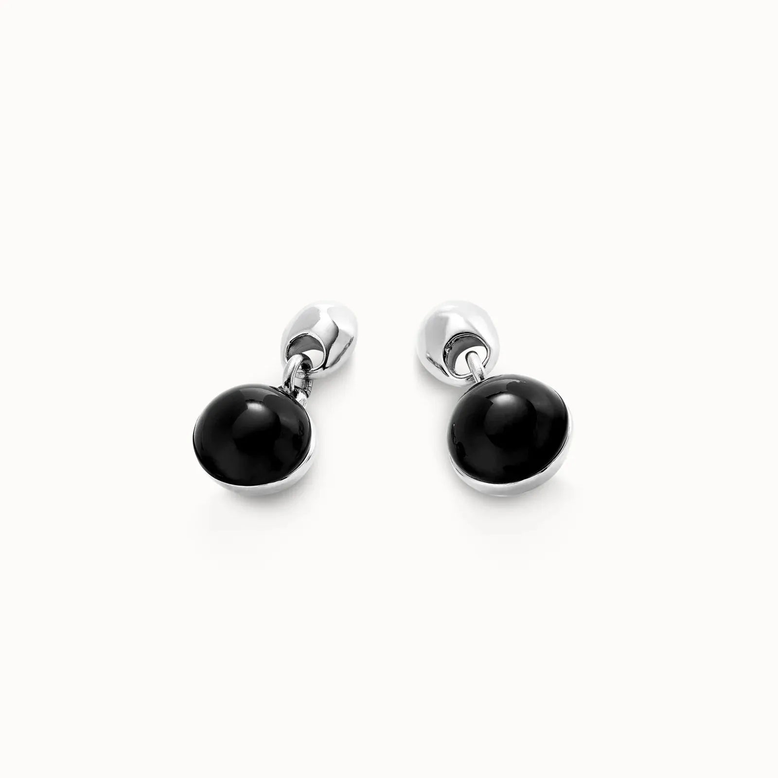 UNOde50 Earring Sterling silver-plated earrings with two beads and black murano glass