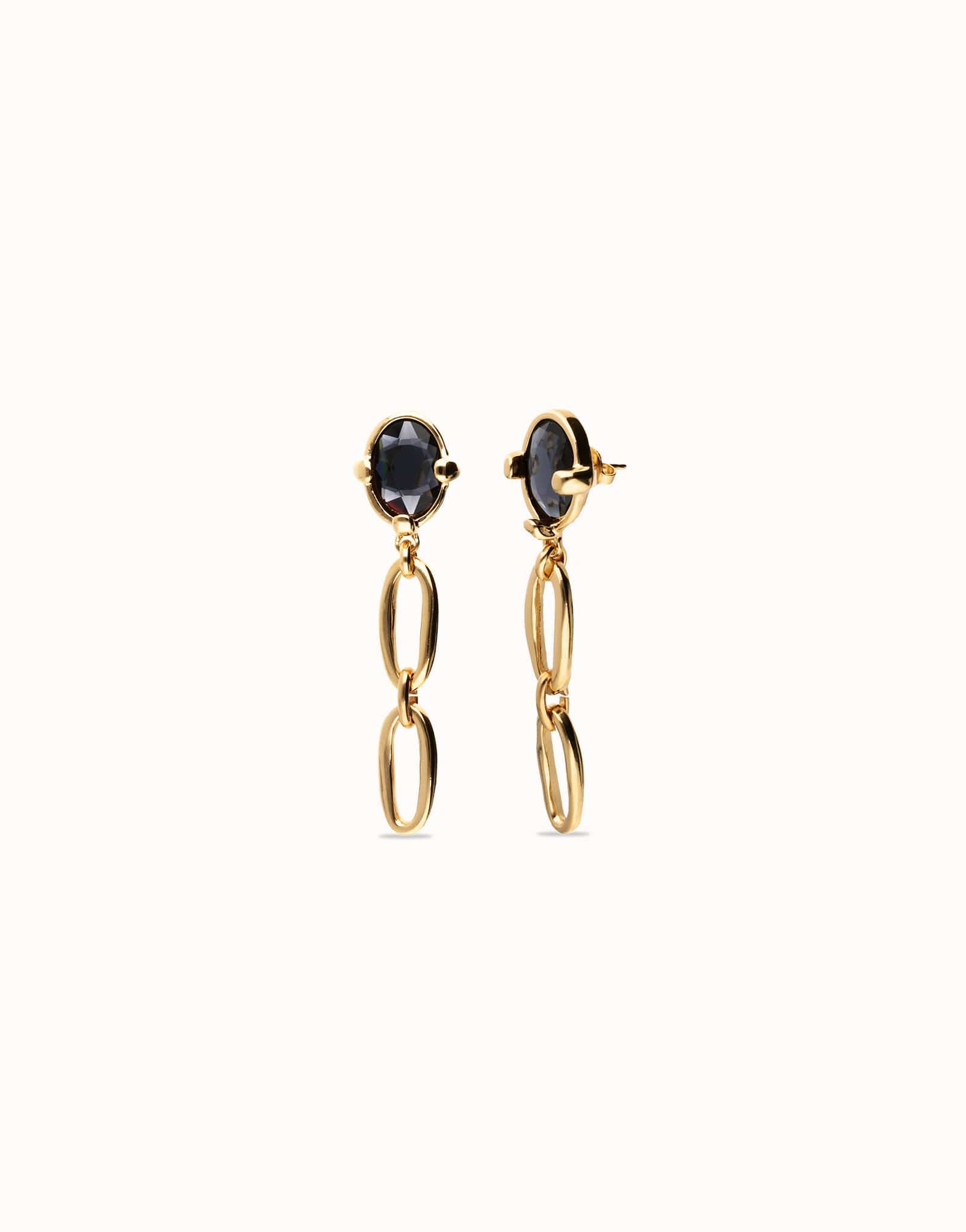 UNOde50 Earring Drop earrings with faceted black crystal and links