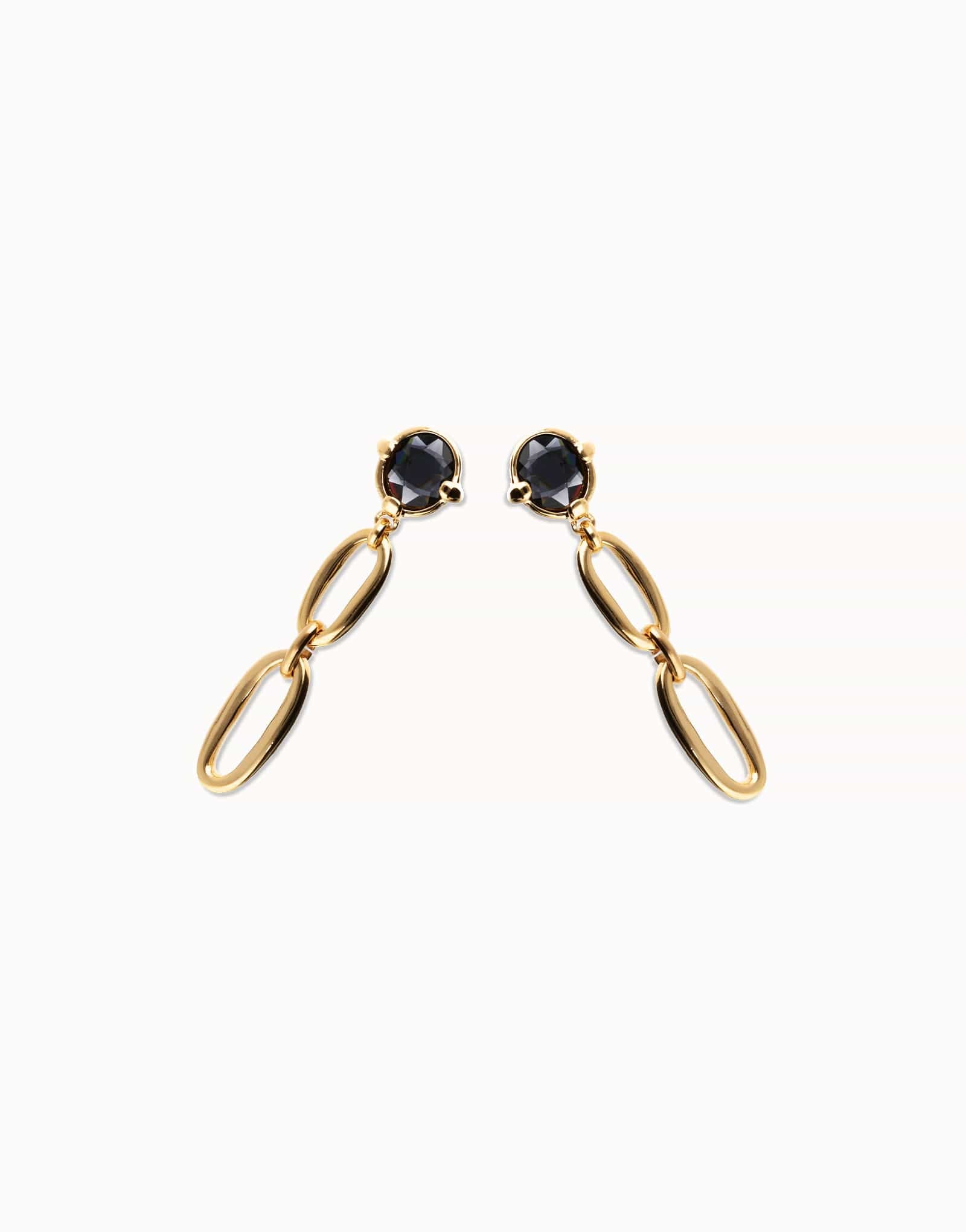 UNOde50 Earring Drop earrings with faceted black crystal and links