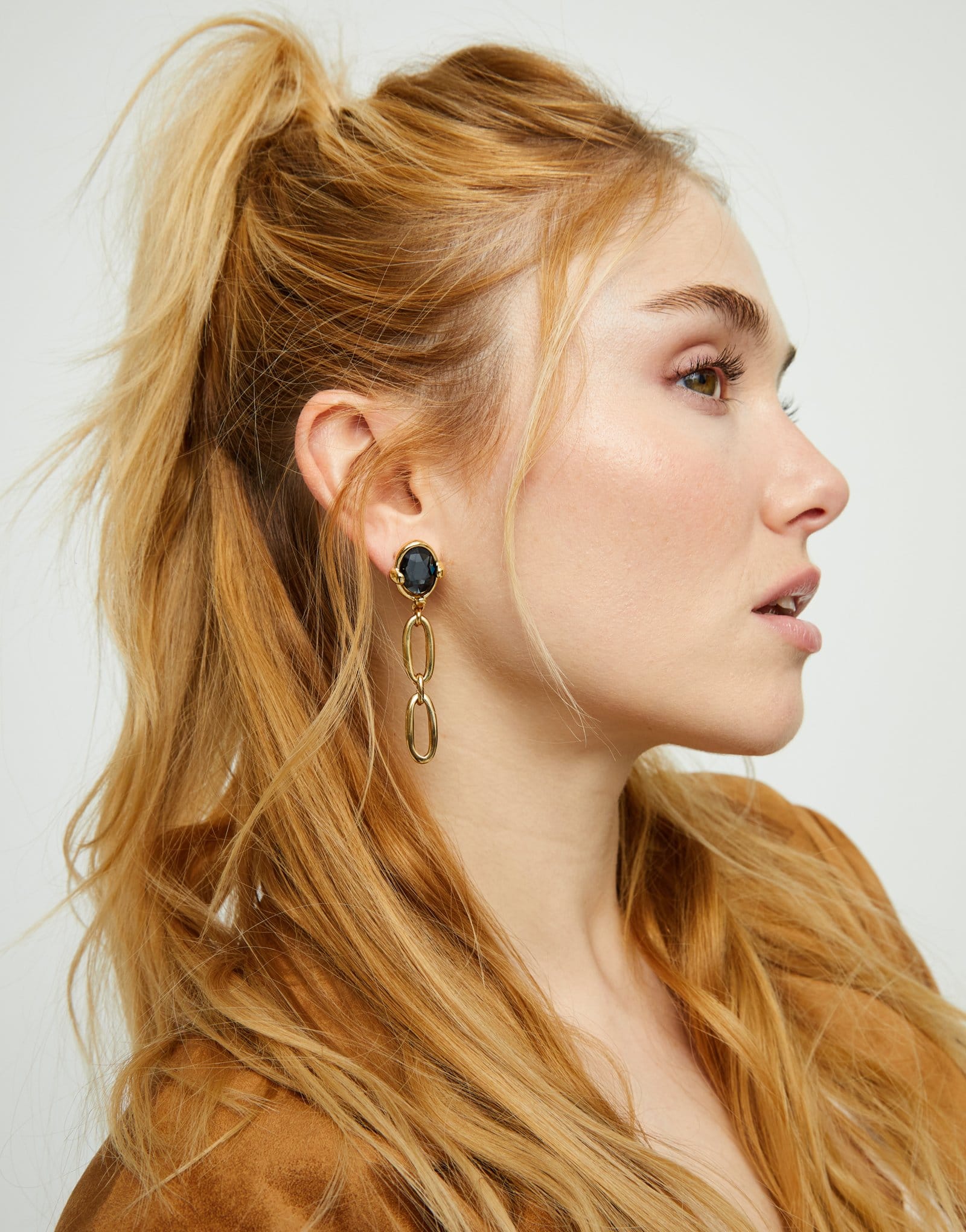 UNOde50 Earring Drop earrings with faceted black crystal and links