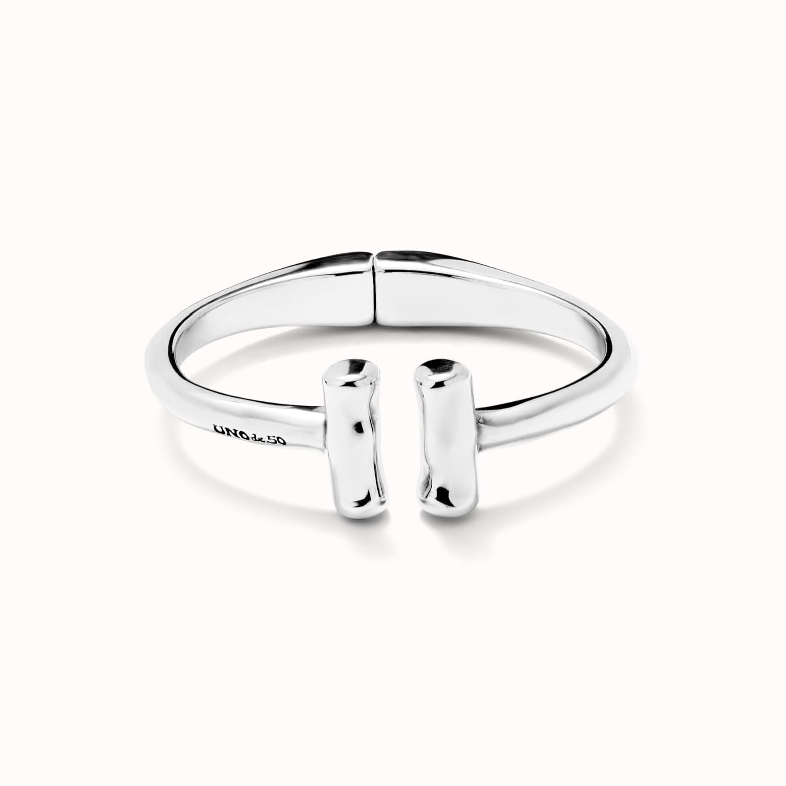 UNOde50 Jewelry Rigid sterling silver-plated bracelet with two tubes at the ends