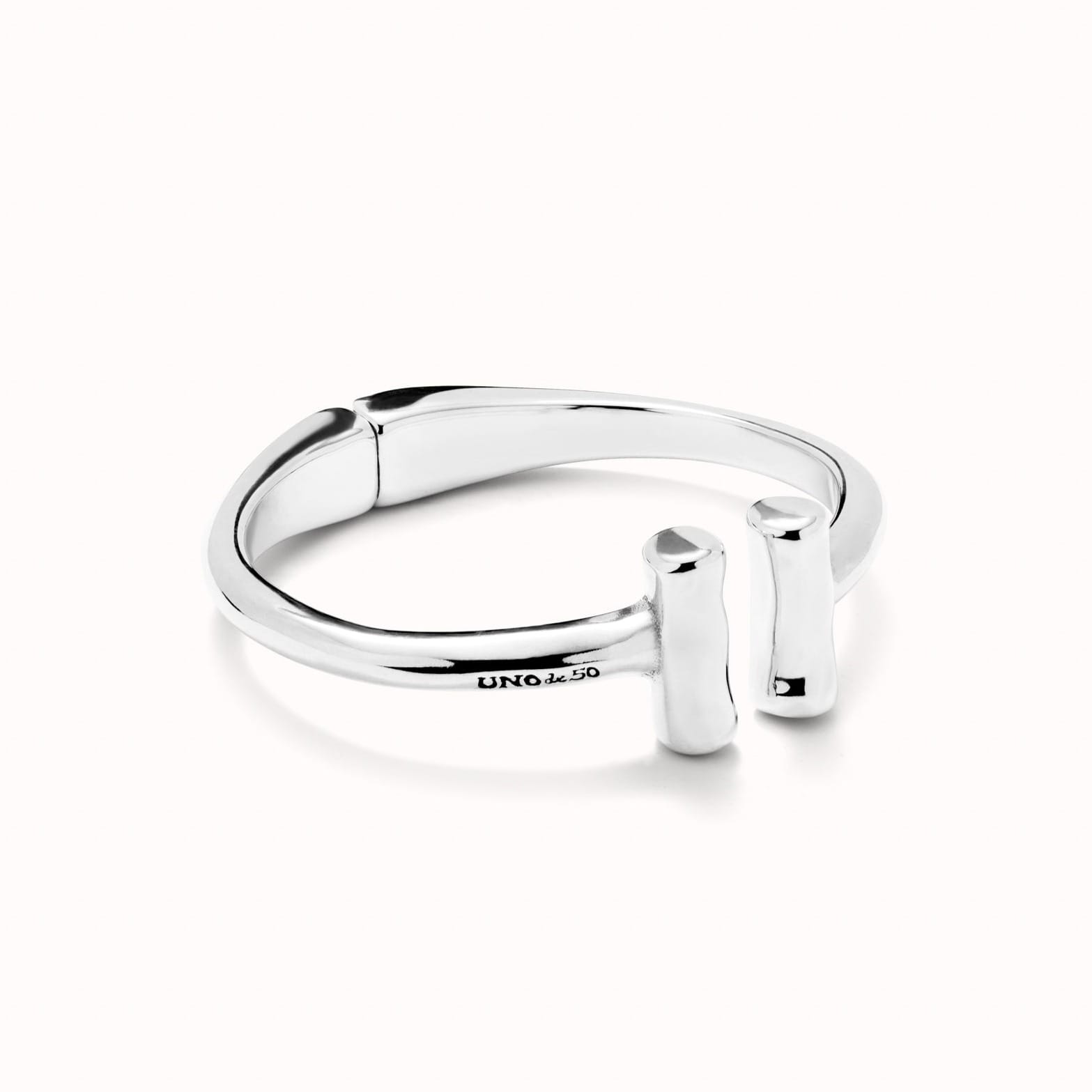 UNOde50 Jewelry Rigid sterling silver-plated bracelet with two tubes at the ends