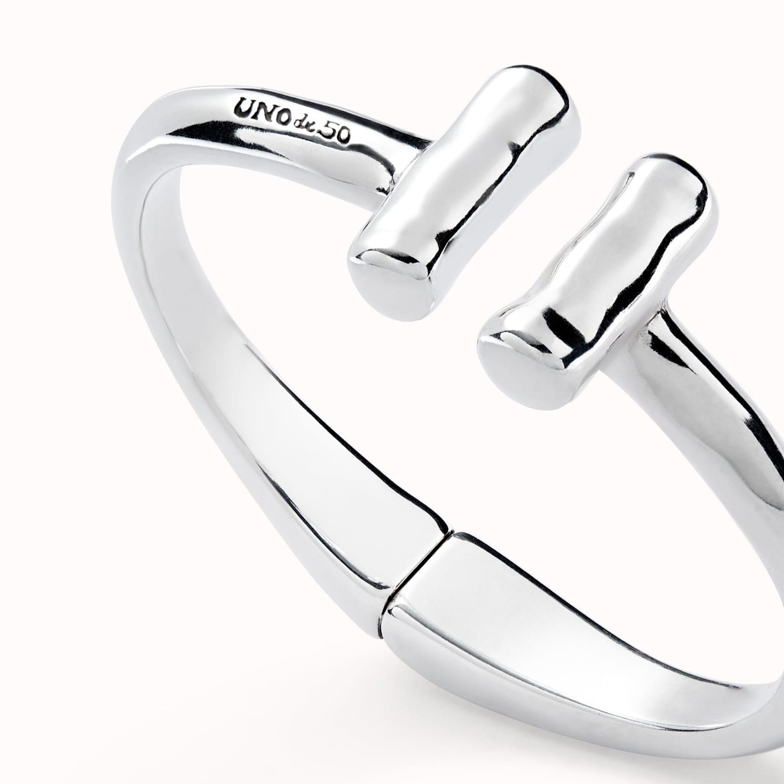 UNOde50 Jewelry Rigid sterling silver-plated bracelet with two tubes at the ends