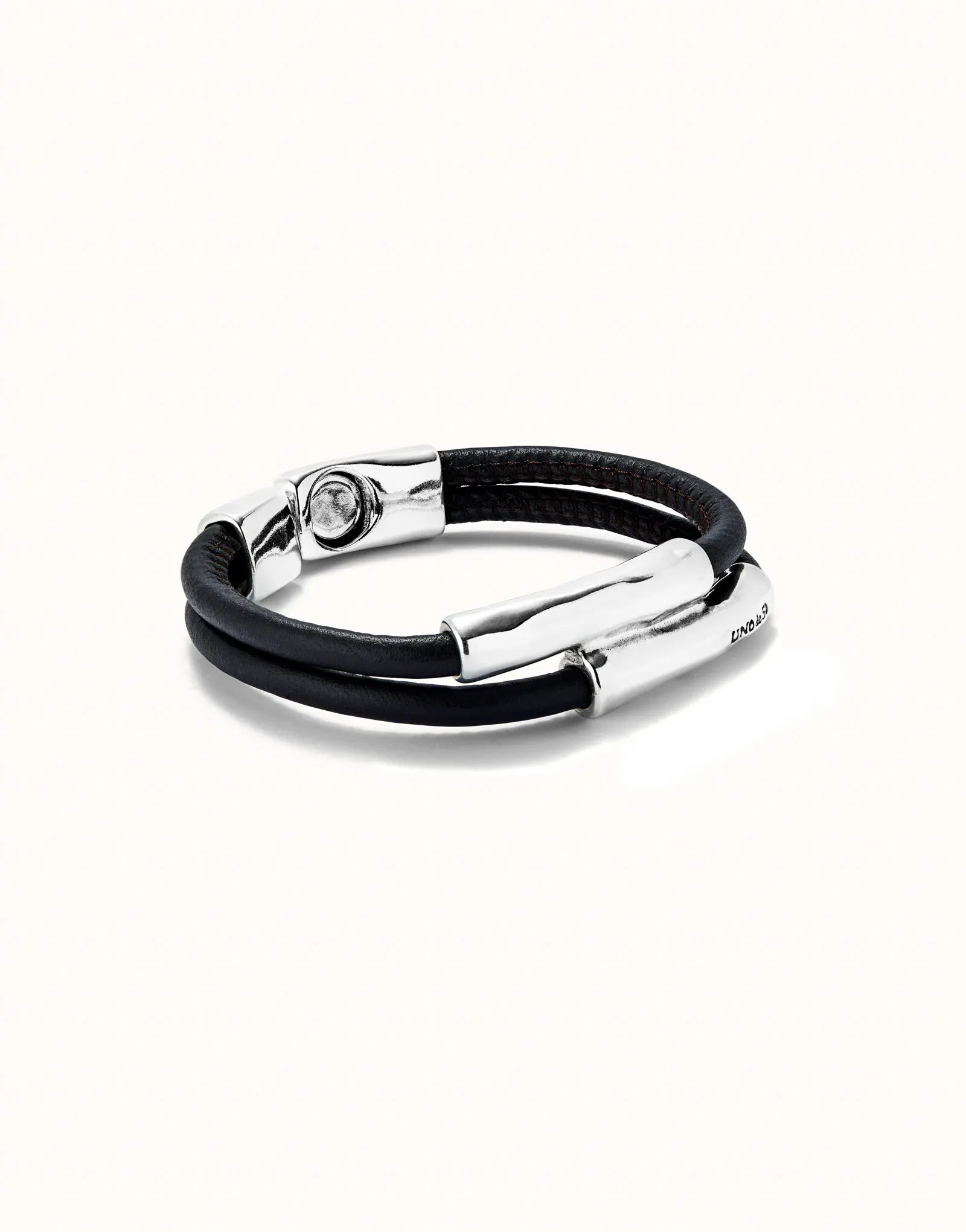 UNOde50 Bracelet Double strand lether bracelet with two tubes