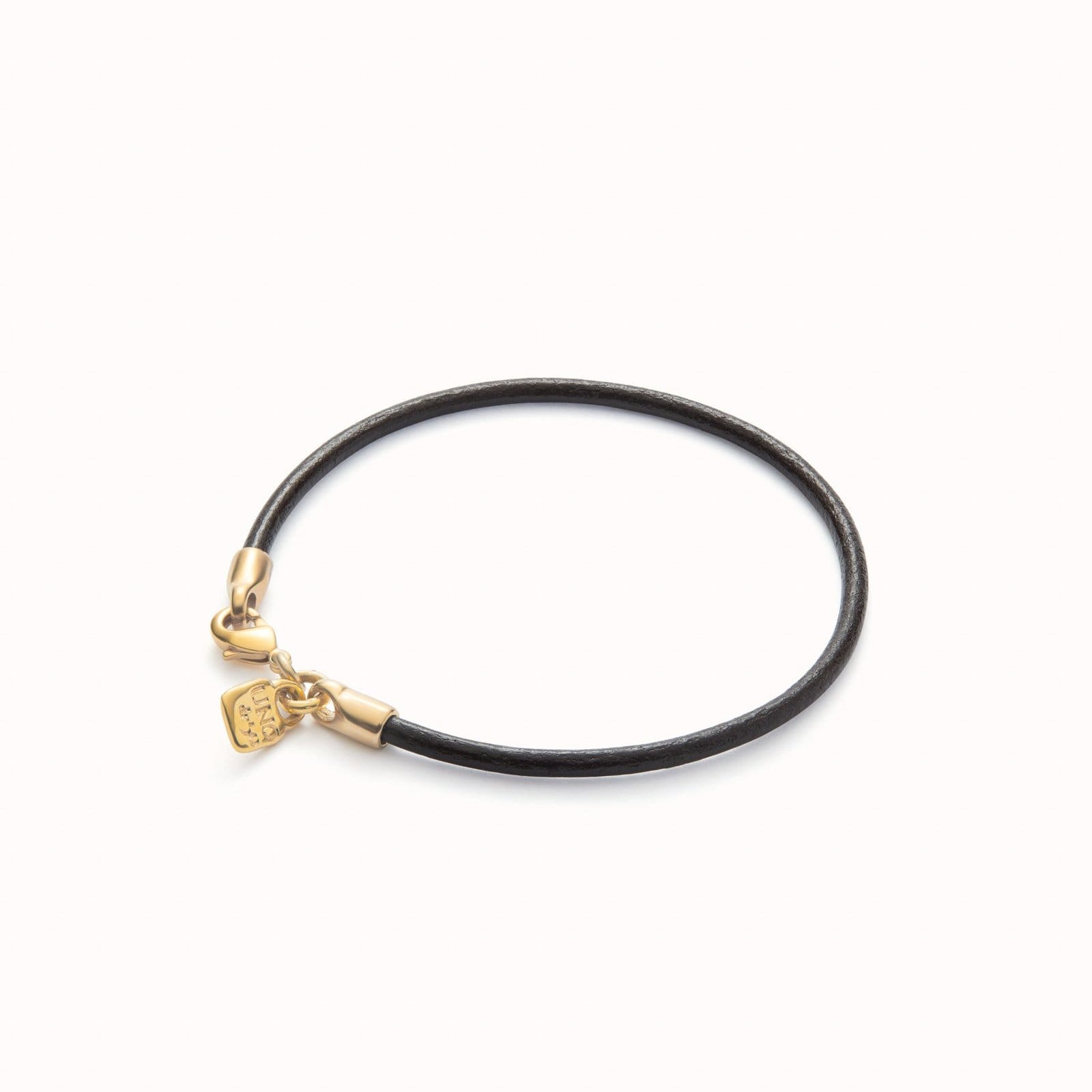 UNOde50 Bracelet Leather bracelet with 18K gold-plated clasp.