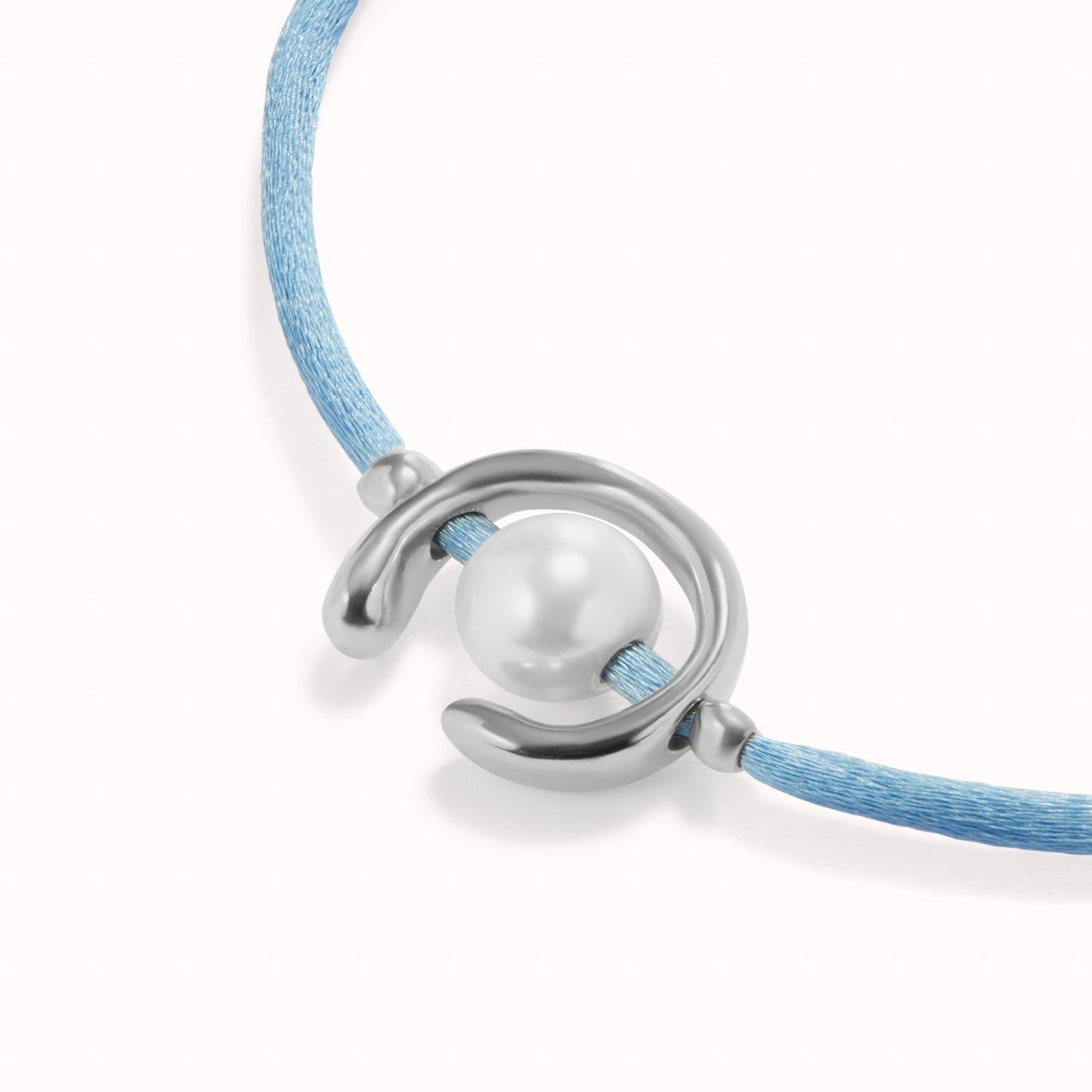 UNOde50 Bracelet Blue cord bracelet with a pearl
