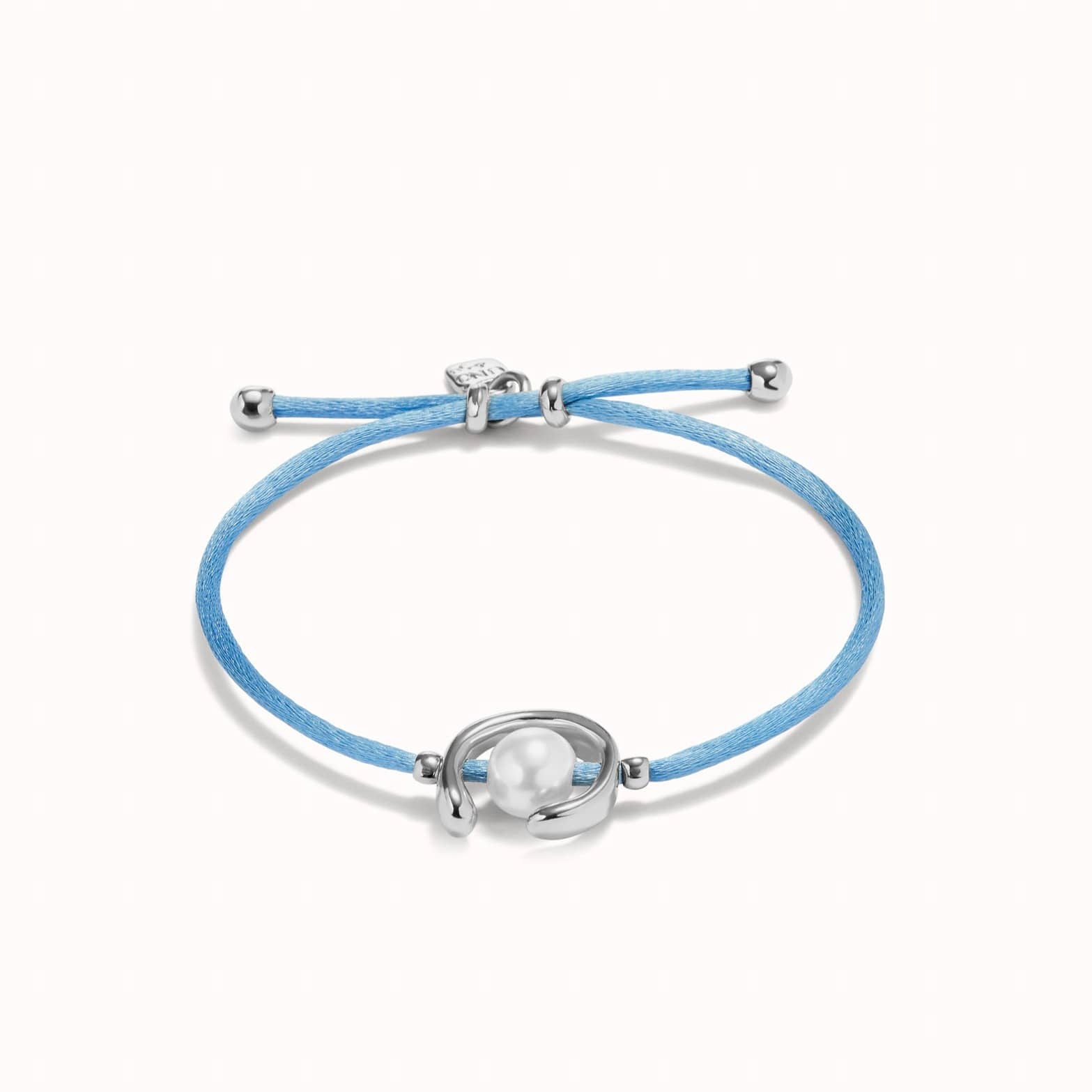 UNOde50 Bracelet Blue cord bracelet with a pearl