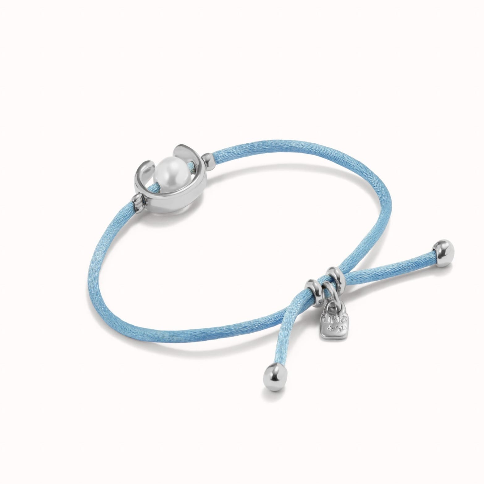 UNOde50 Bracelet Blue cord bracelet with a pearl