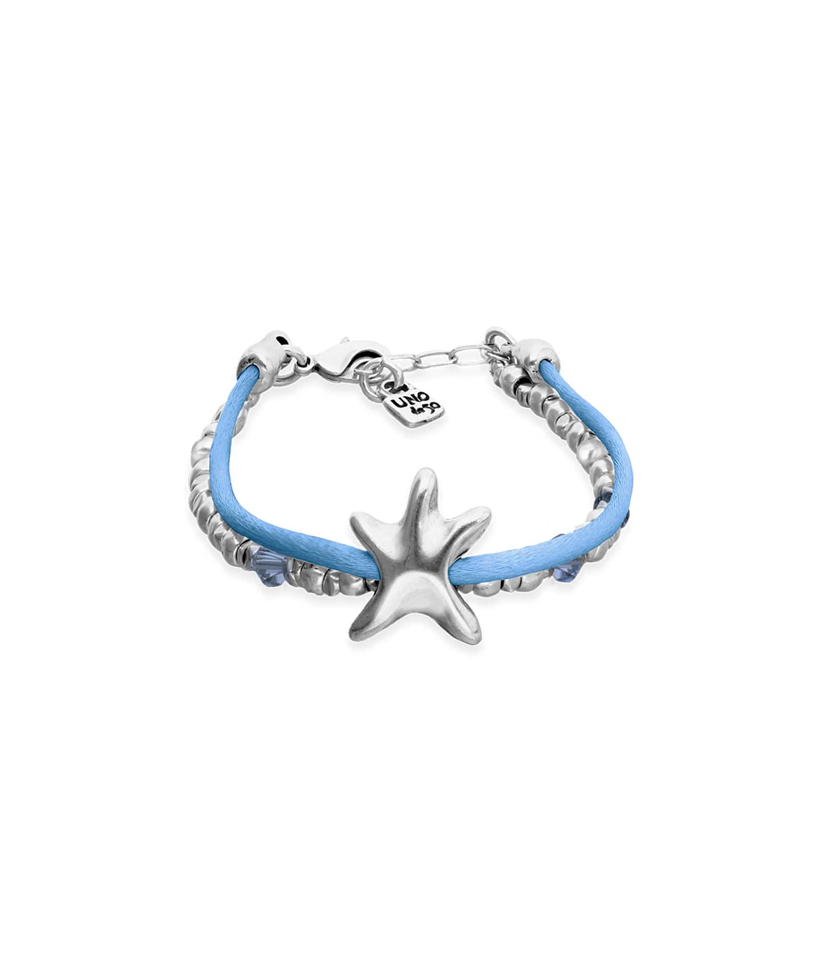 UNOde50 Bracelet Sisterstar Blue silk thread and metal bracelet with starfish