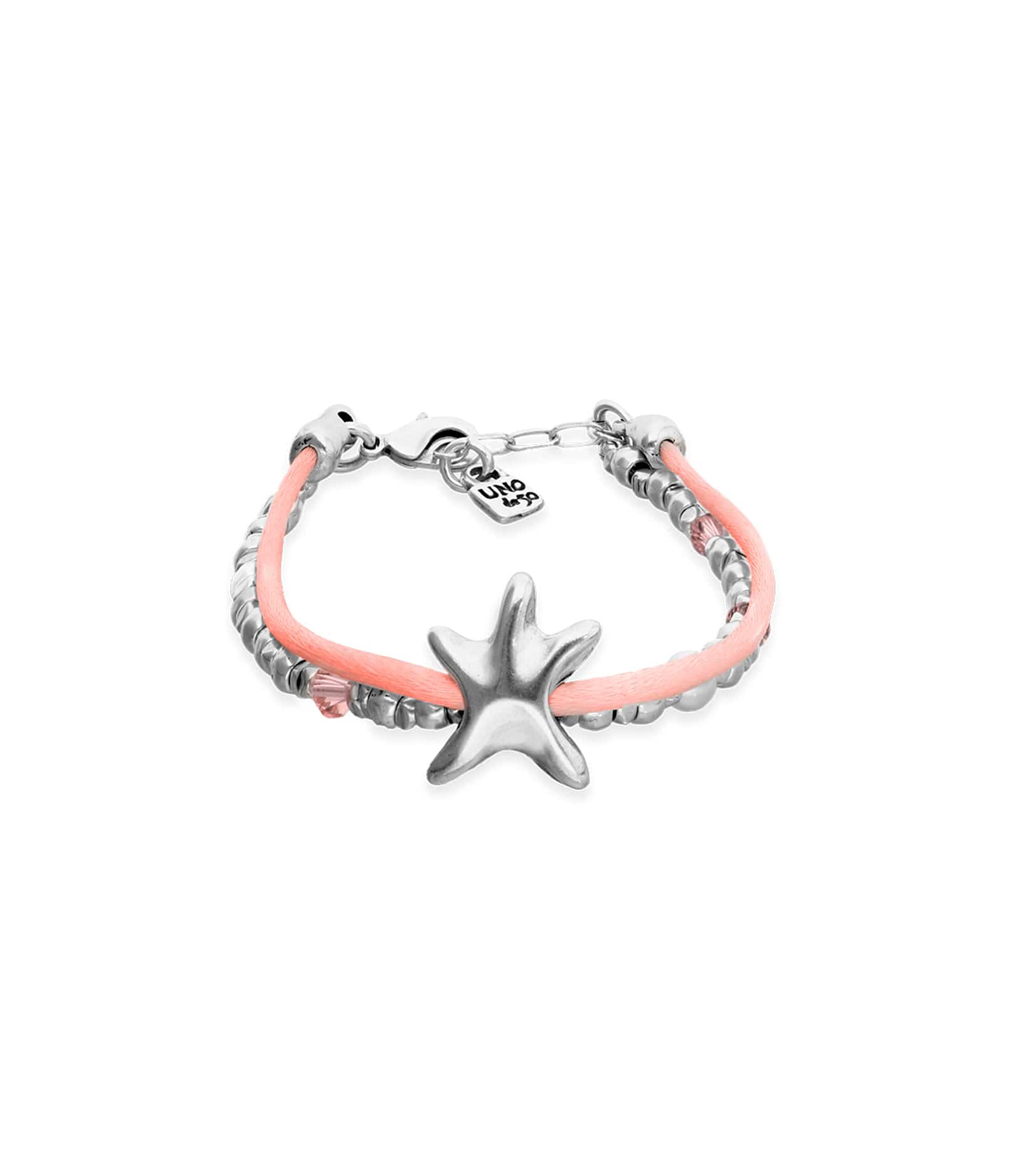 UNOde50 Bracelet Sisterstar Blue silk thread and metal bracelet with starfish