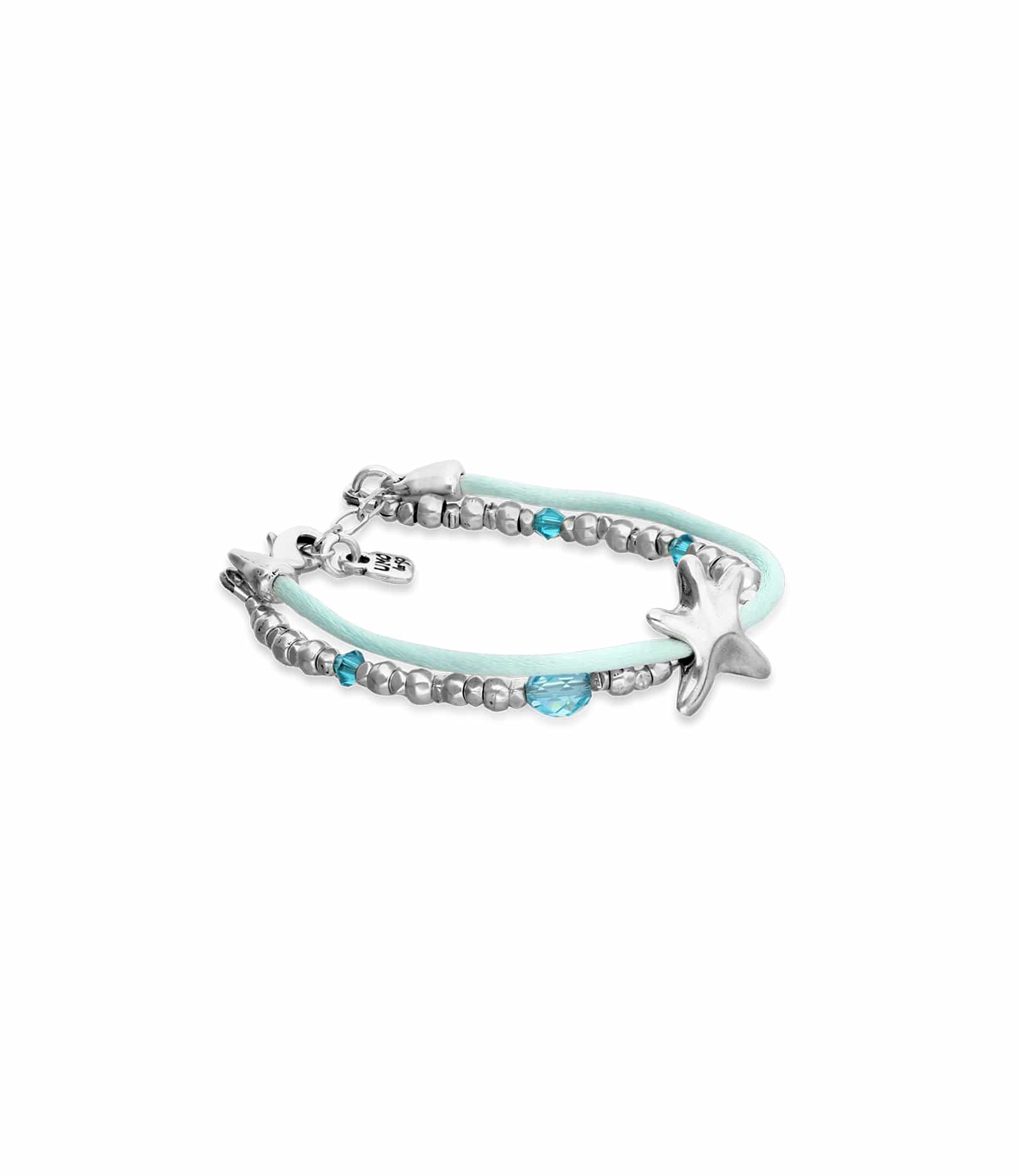 UNOde50 Bracelet Sisterstar Blue silk thread and metal bracelet with starfish