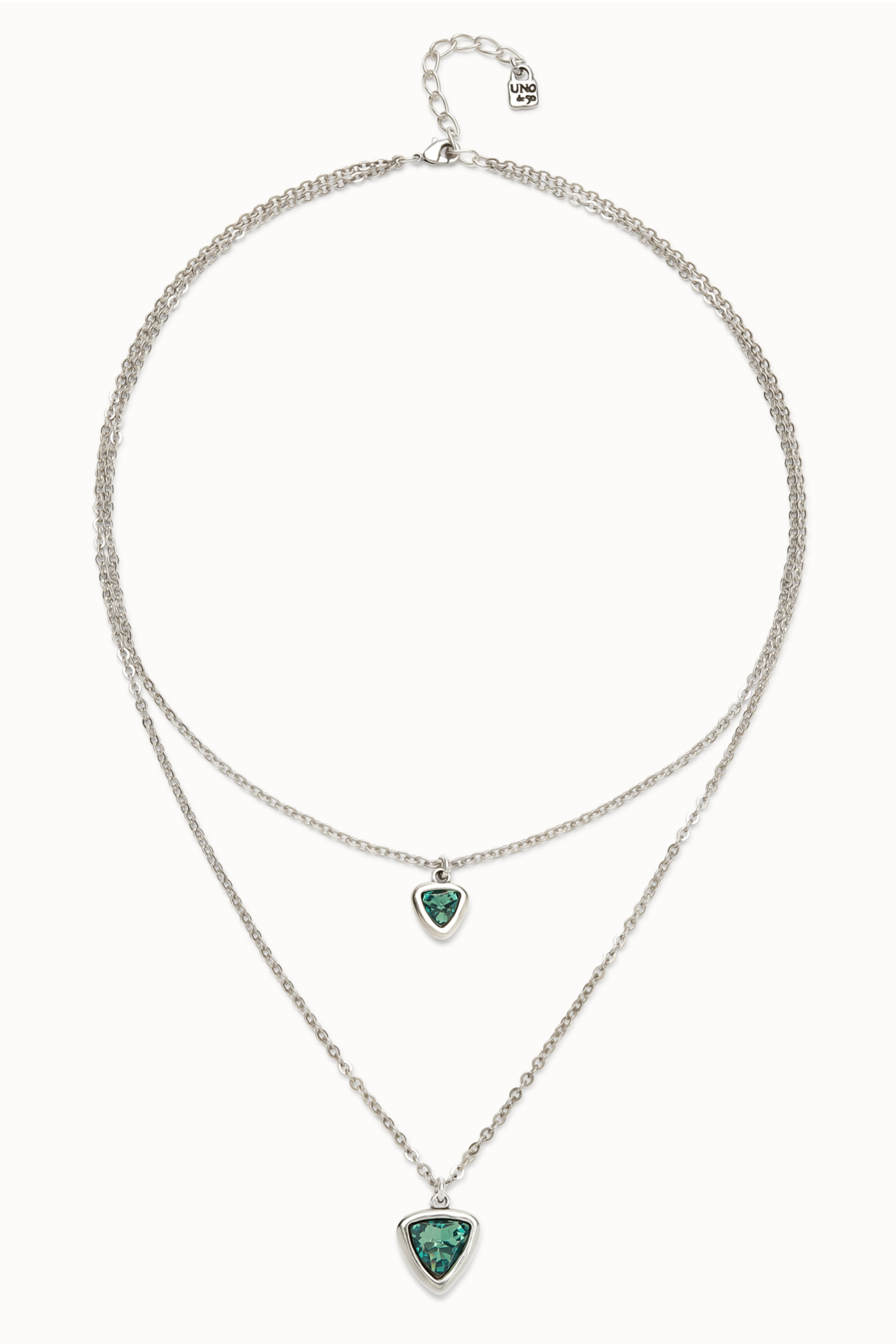 UNOde50 Necklace Sterling silver-plated chain with green crystals