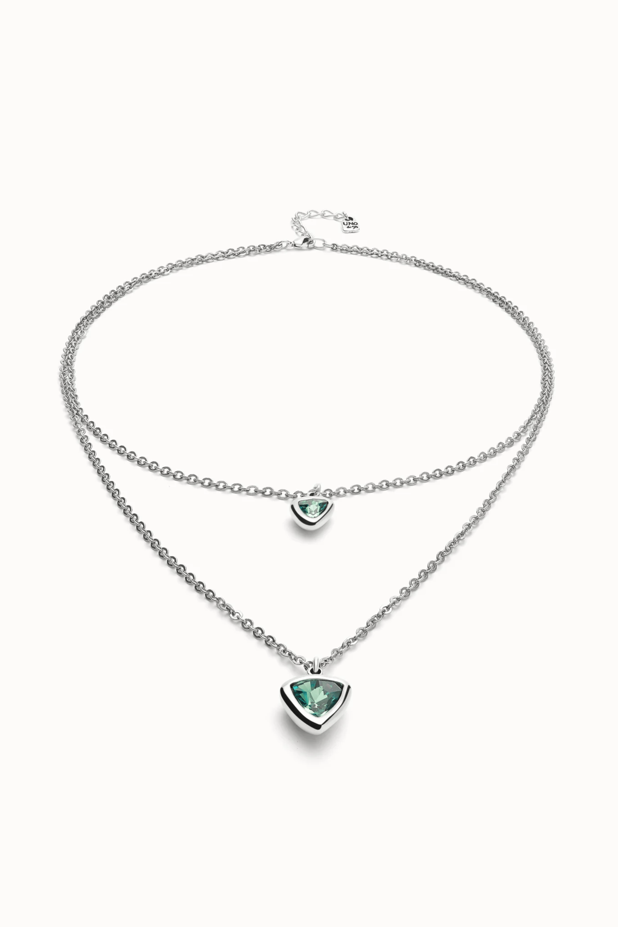 UNOde50 Necklace Sterling silver-plated chain with green crystals