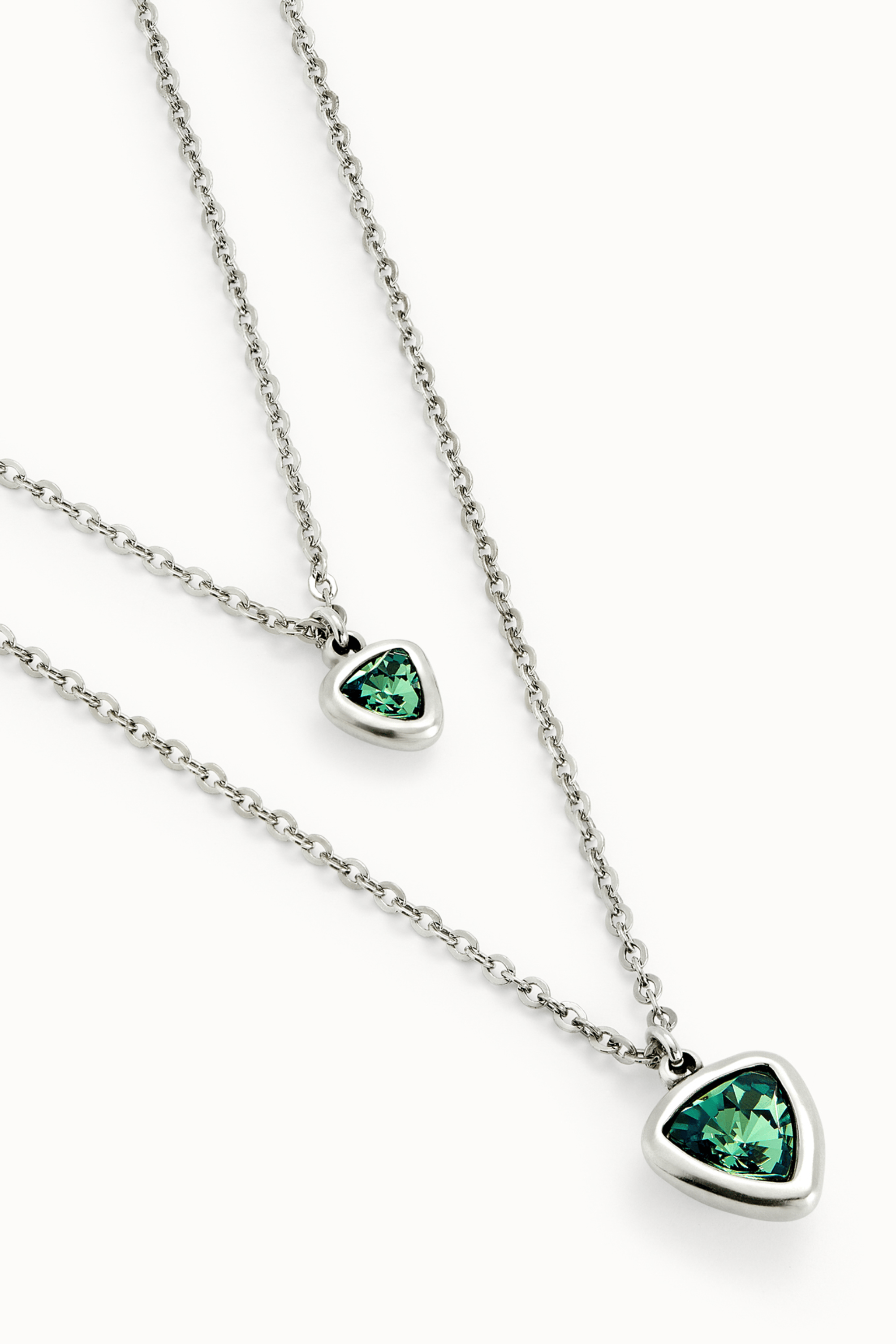 UNOde50 Necklace Sterling silver-plated chain with green crystals