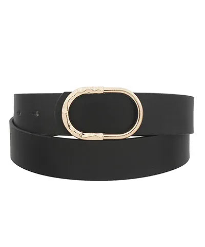 eBoutike Belt Half Hammered Oval Buckle Belt