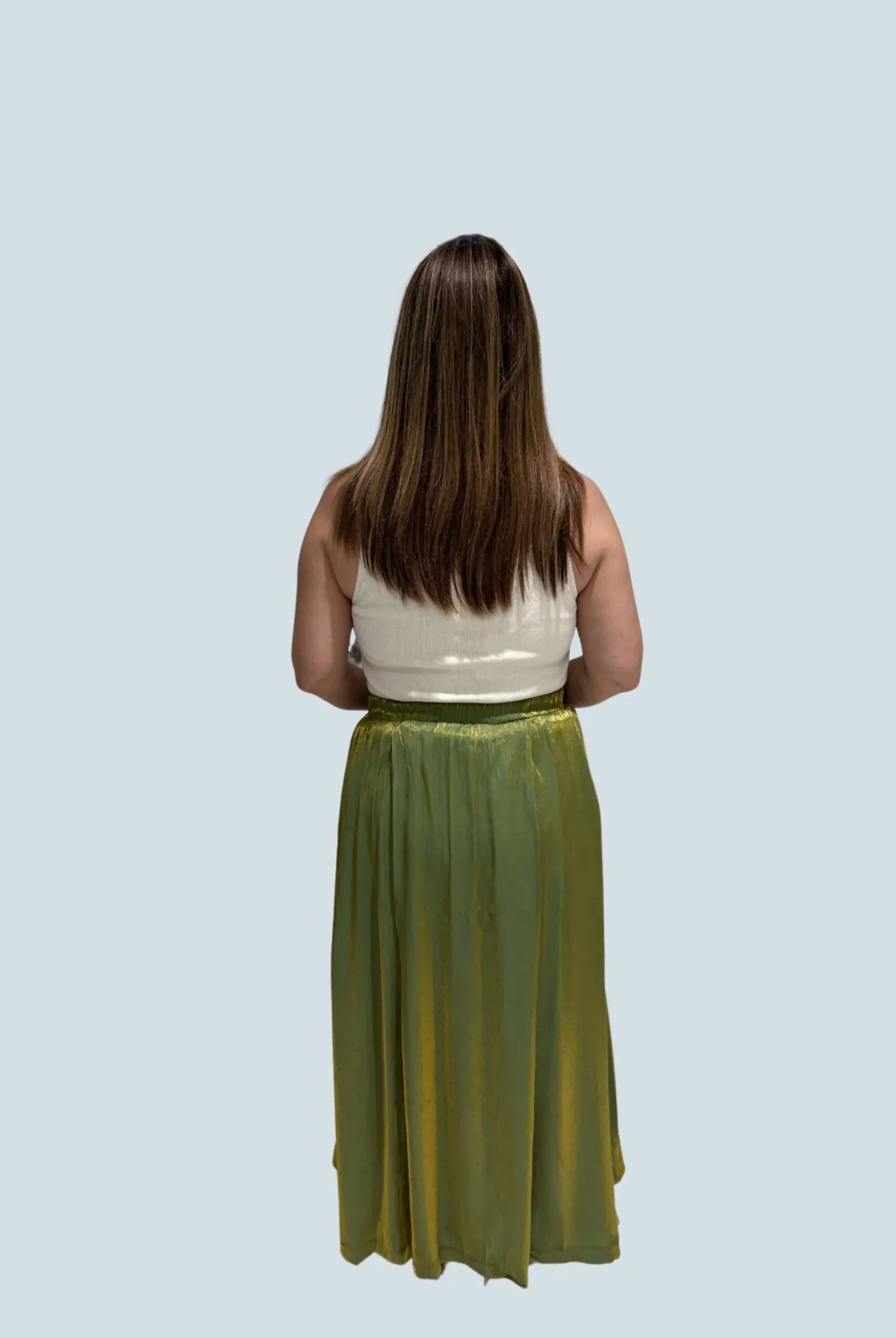 eBoutike Bottom Pleated Shimmering Midi Skirt
