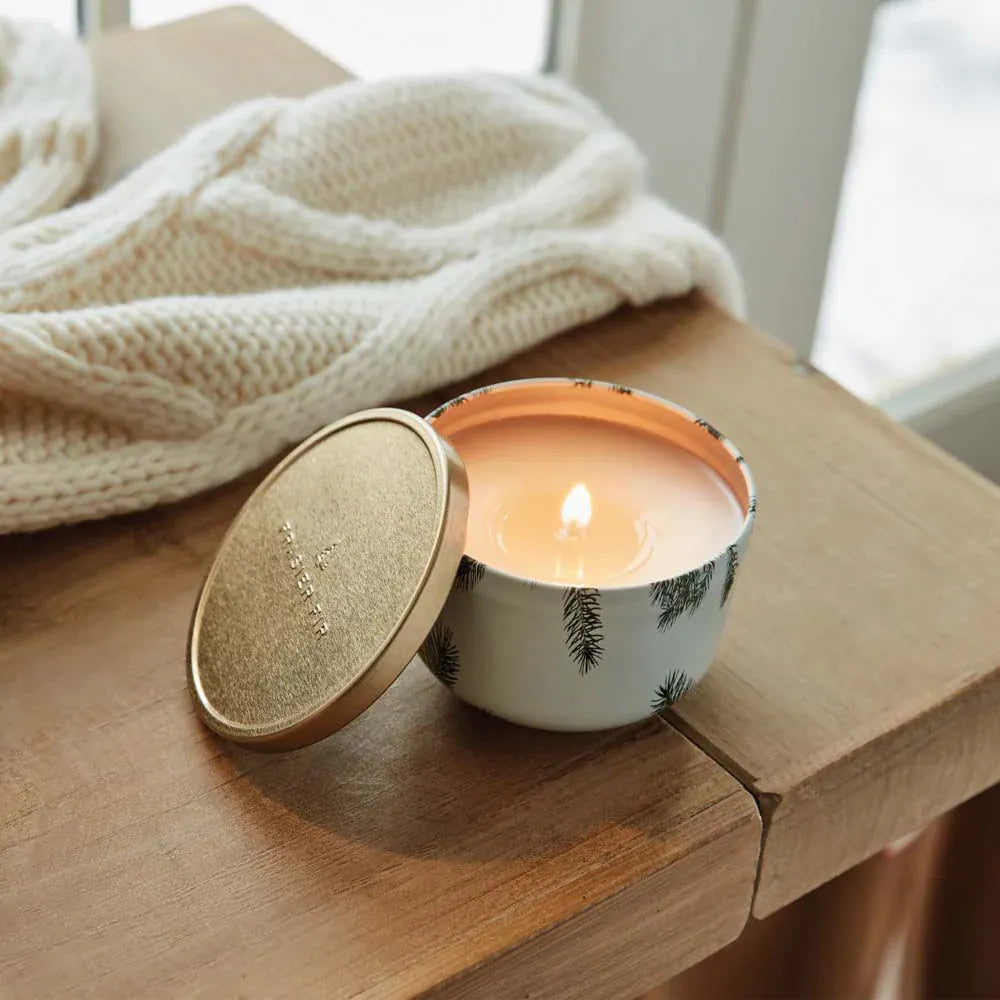 Thymes Fragrance Frasier Fir Candle Tin with Gold Lid
