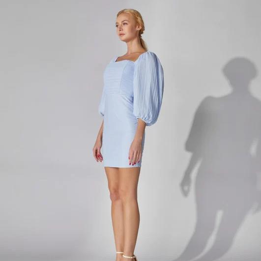 eBoutike Bottom Pleated Mesh Mini Dress