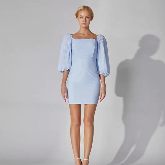 eBoutike Bottom Pleated Mesh Mini Dress