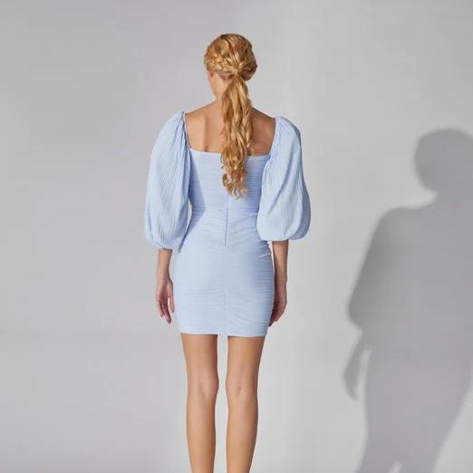 eBoutike Bottom Pleated Mesh Mini Dress