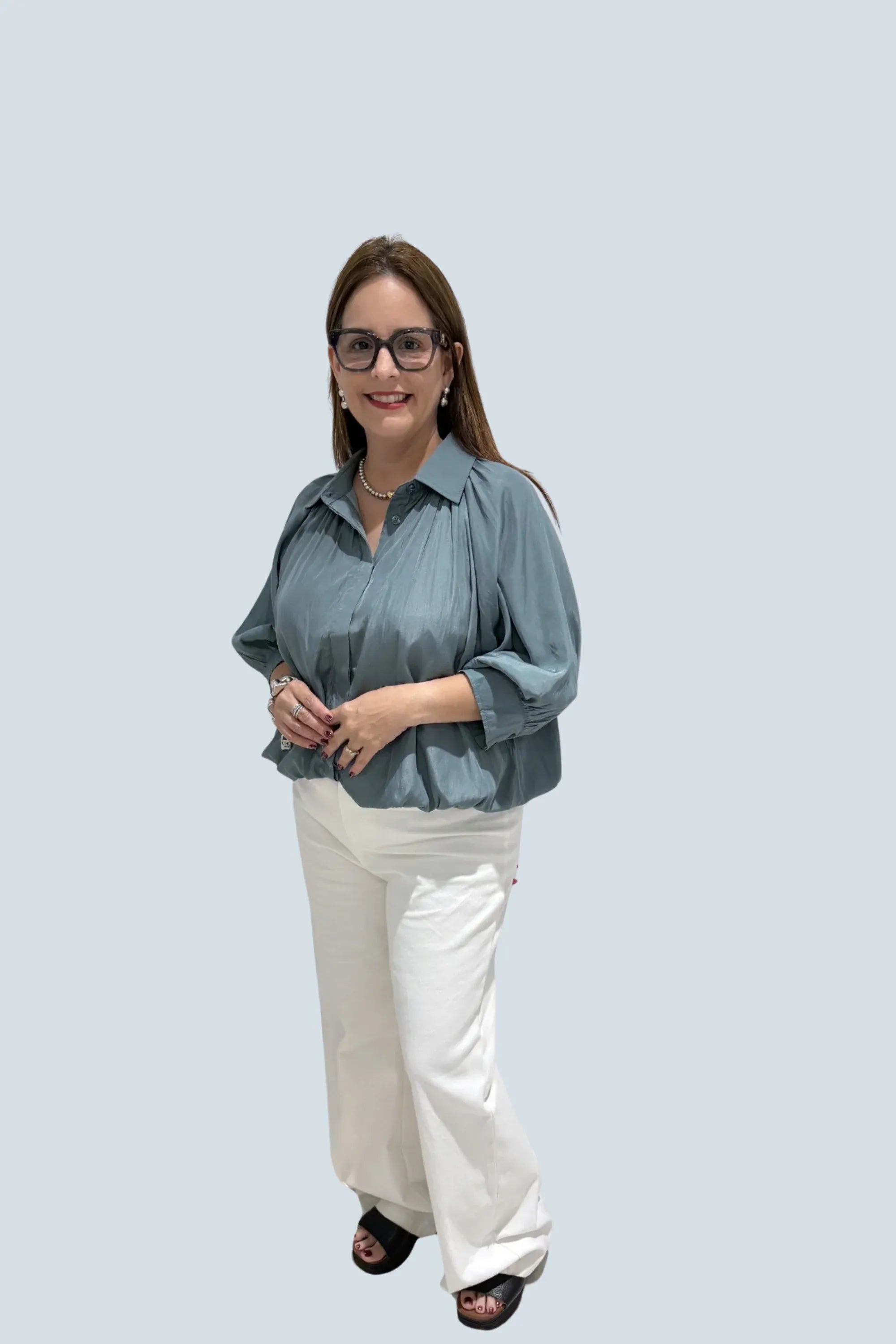 eBoutike Top Puff Sleeve Bubble Hem Shirt Button Down Shirt