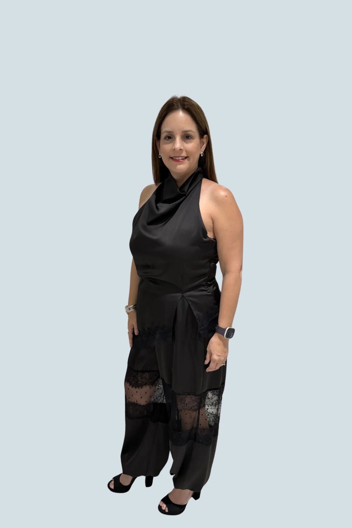 eBoutike Top Cowl Neck Satin Top