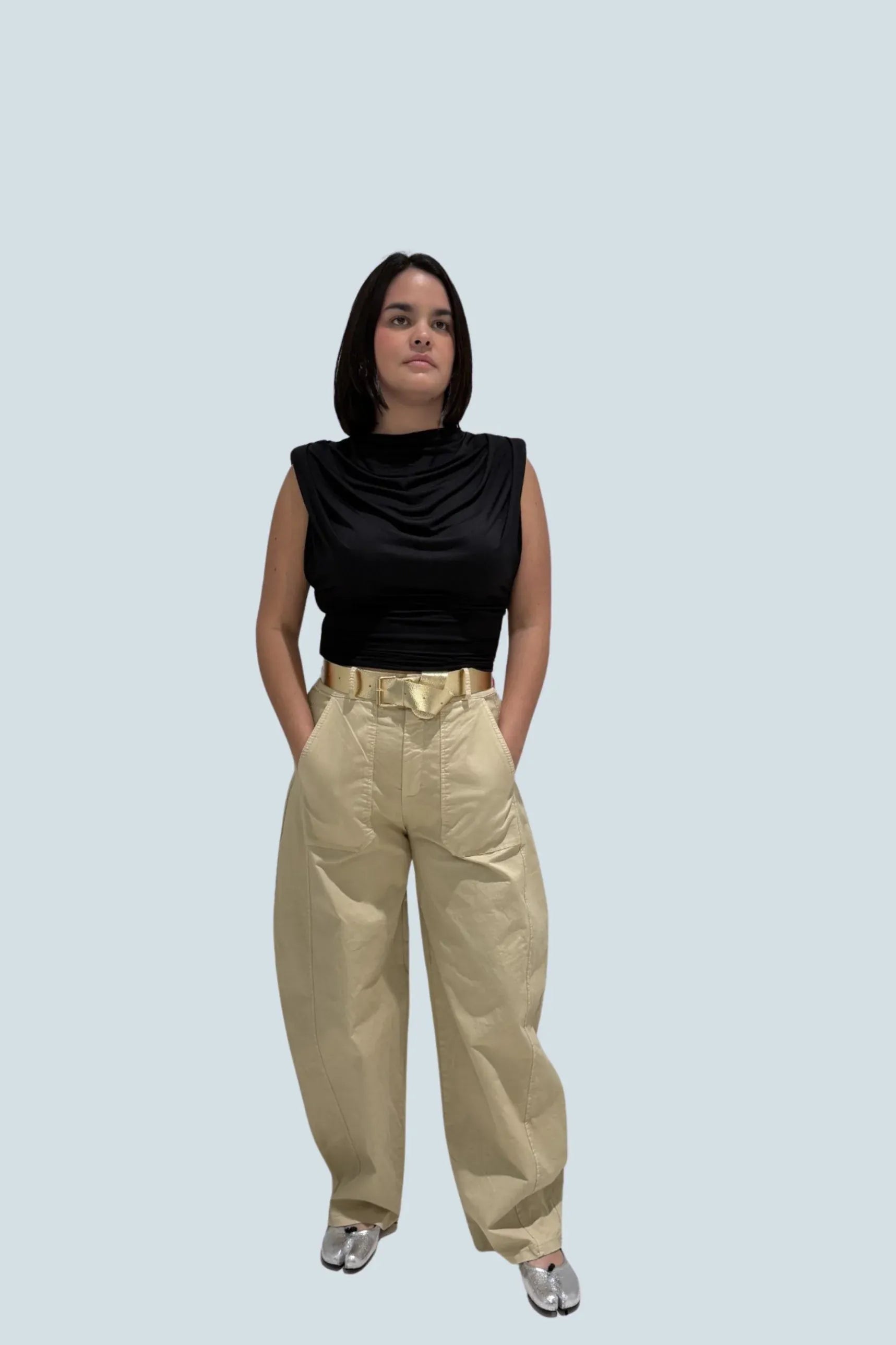 eBoutike Bottom Barrel Pants Beige / S/M